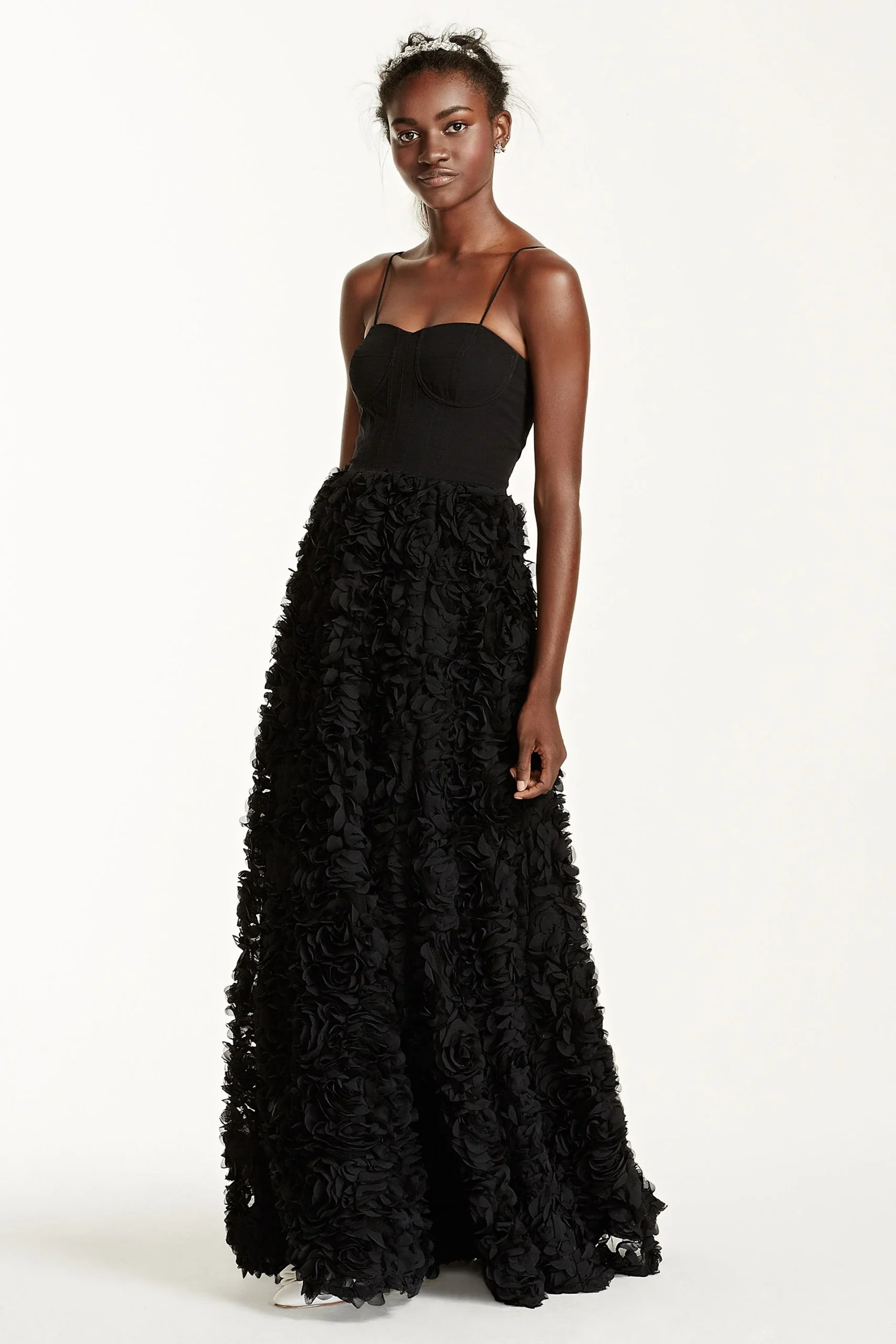 Corset Gown with Floral 3D Texture Skirt