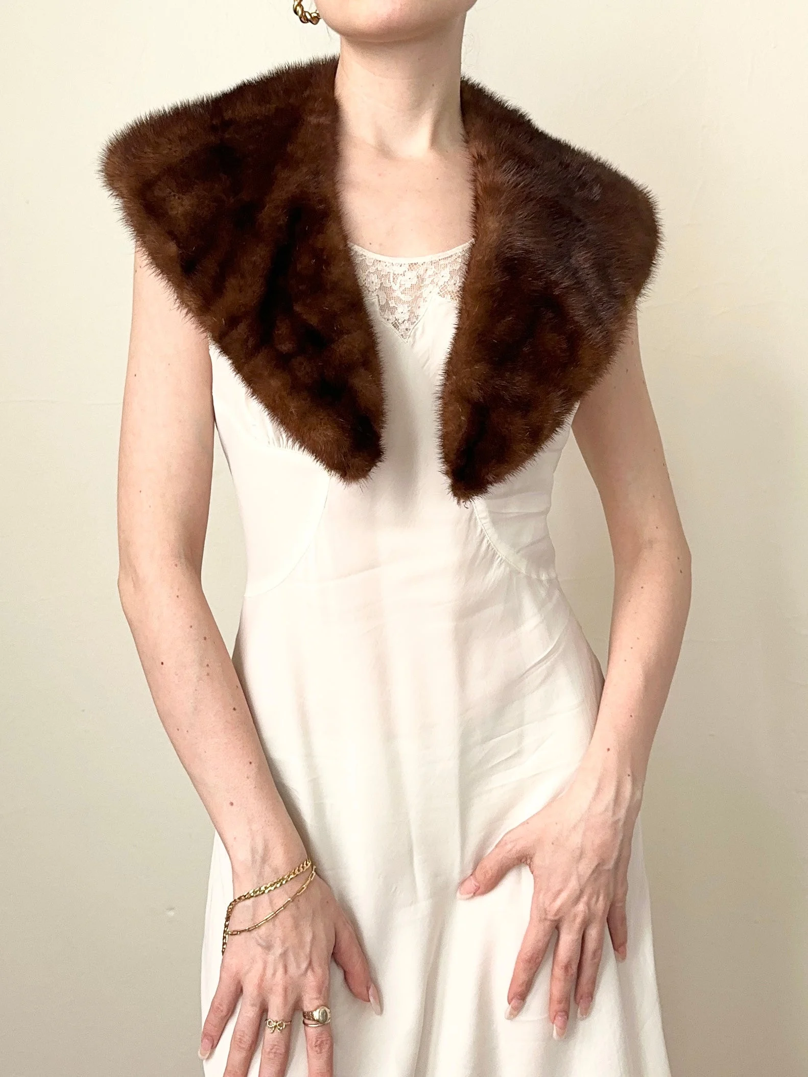 1940s 1950s Milk Fur Boa Collar