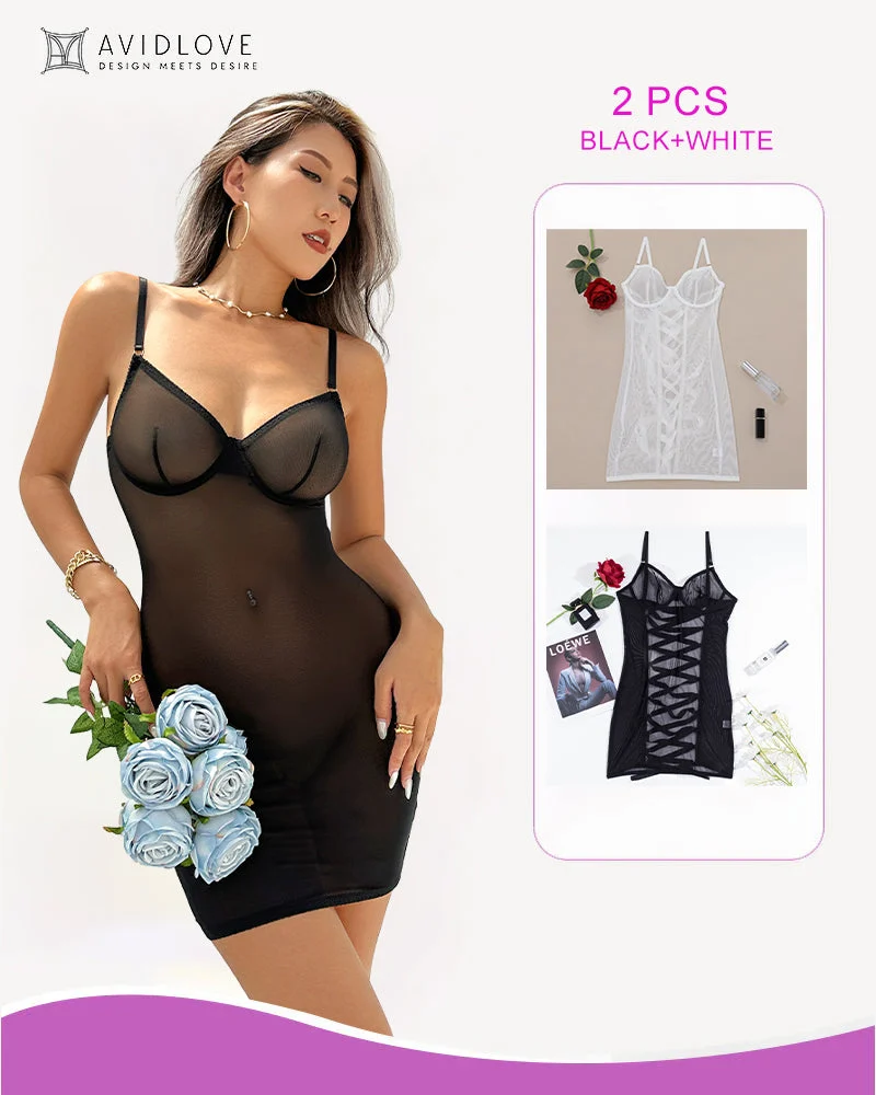 2 Packs Backless Lace-Up Mini Dresses