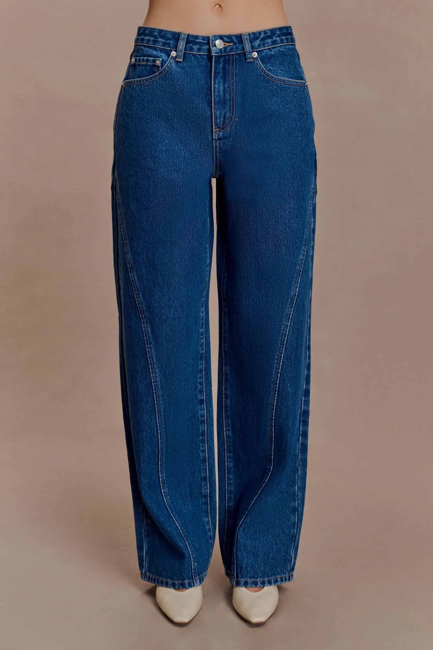 GeorgetteMid Rise Paneled Denim Jeans - Dark Blue