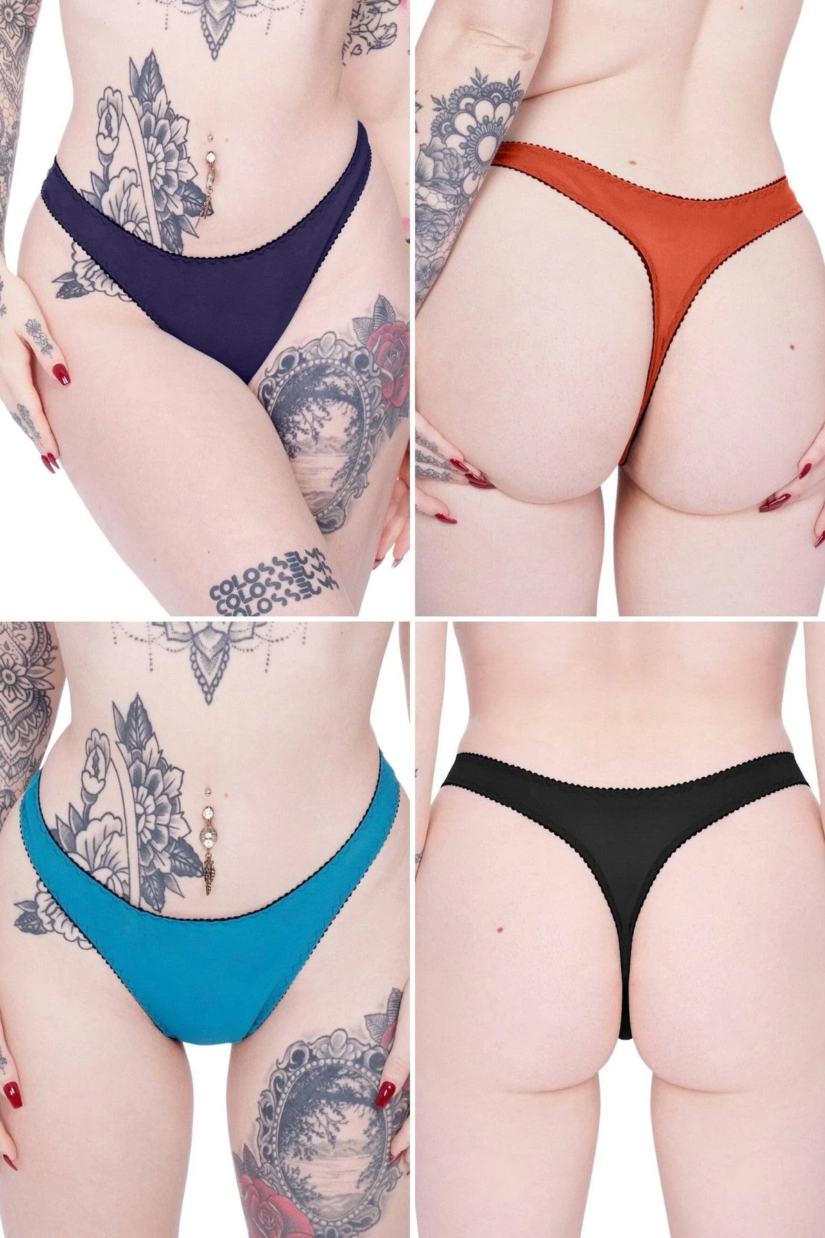 3 PACK MIDNIGHT mesh high leg thong