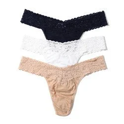 3 Pack SUPIMA Cotton Original Rise Sexy Thongs with Lace