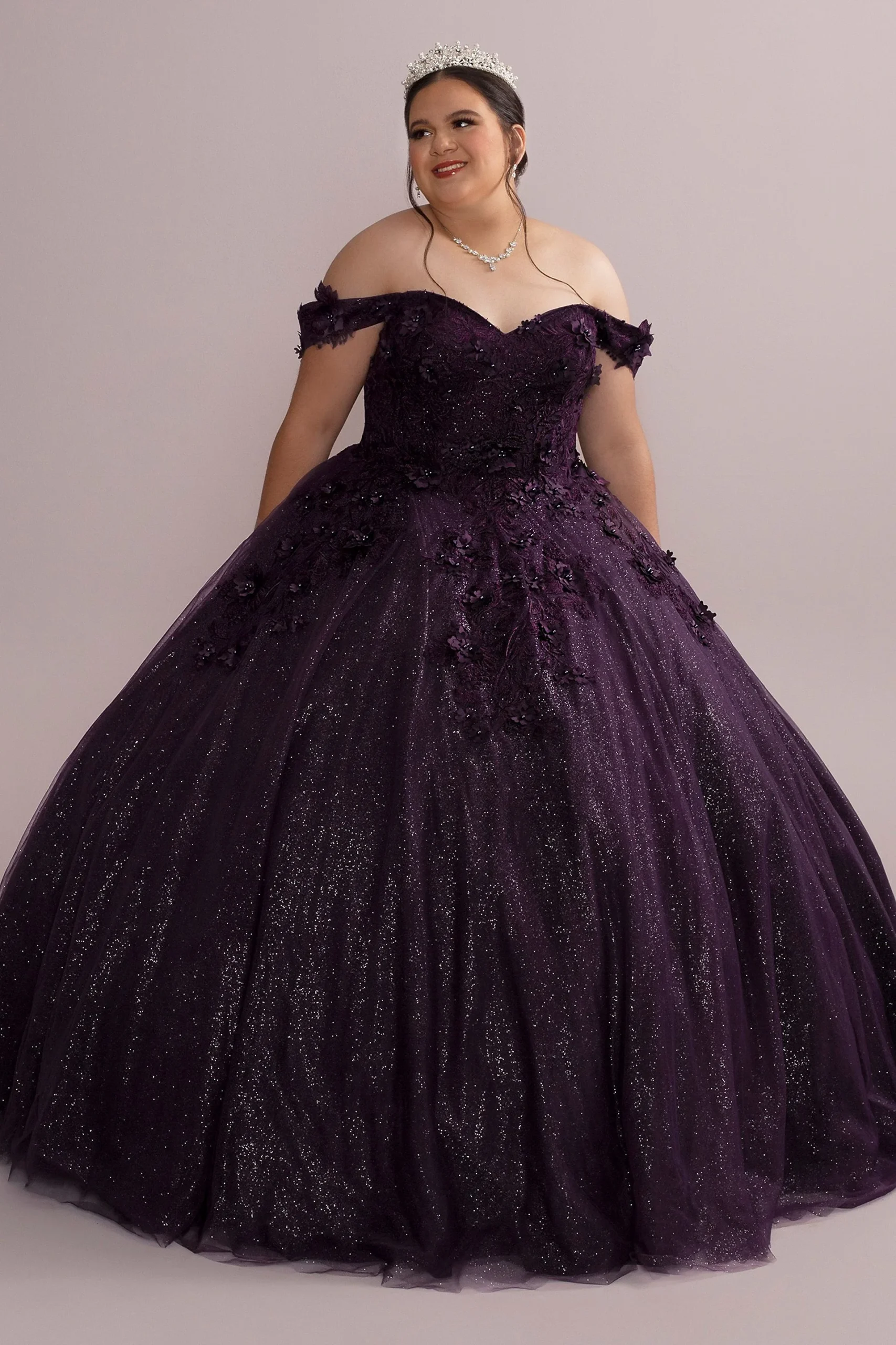 3D Floral Quince Gown with Detachable Sleeves
