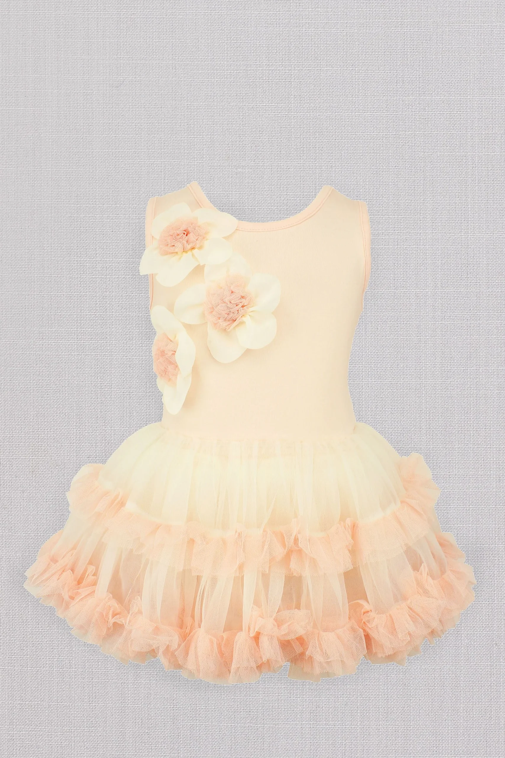 3D Floral Ruffled Petticoat Flower Girl Dress