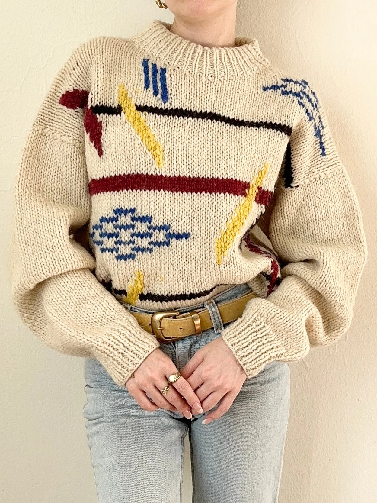 60s Hand Knit Wool Ecuadorian Sweater (M/L)