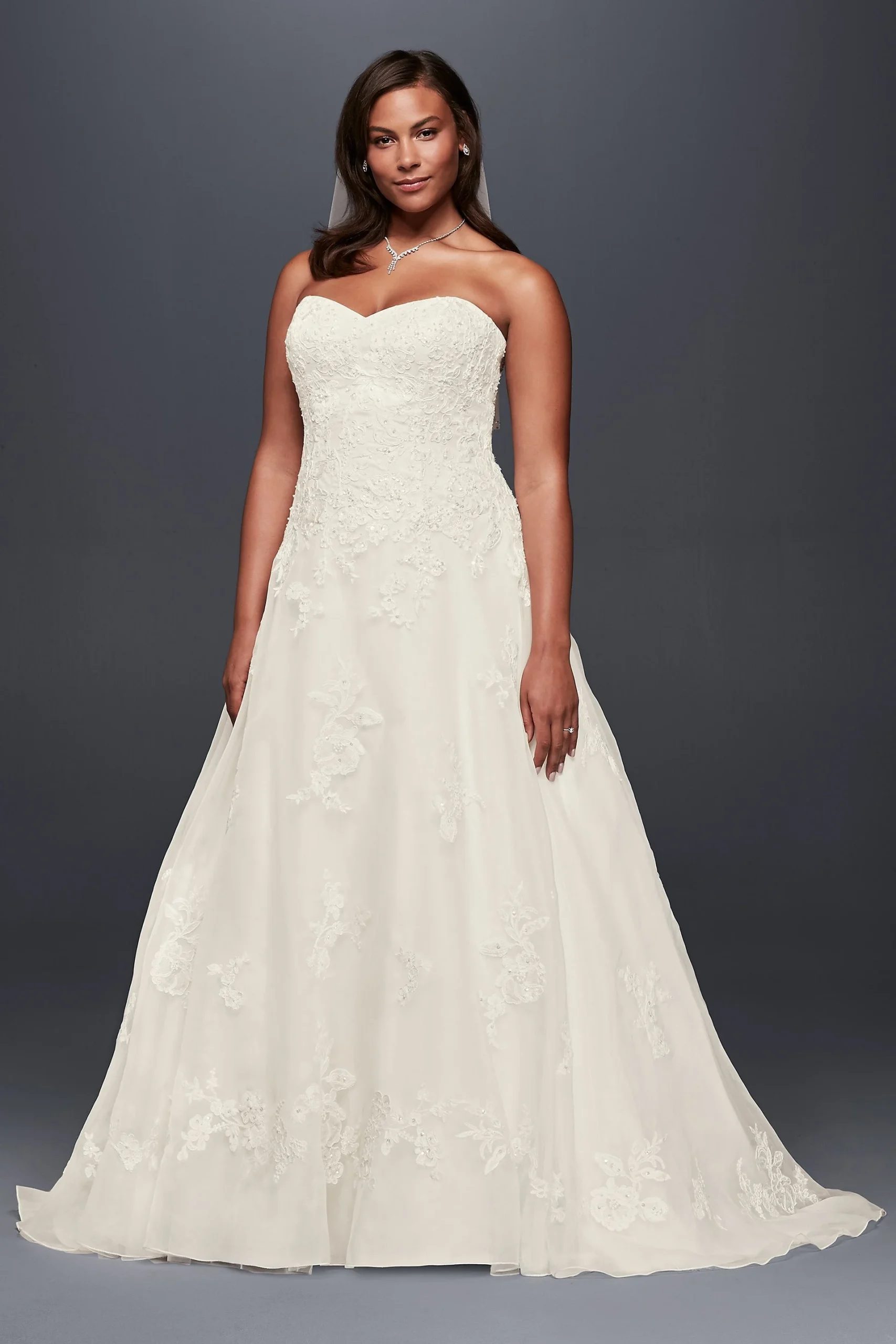 As-Is Beaded Organza A-Line Plus Size Wedding Dres