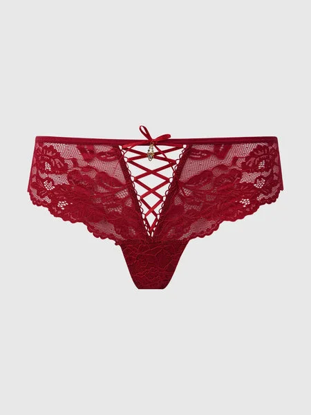 RED ALERT LACE UP TANGA
