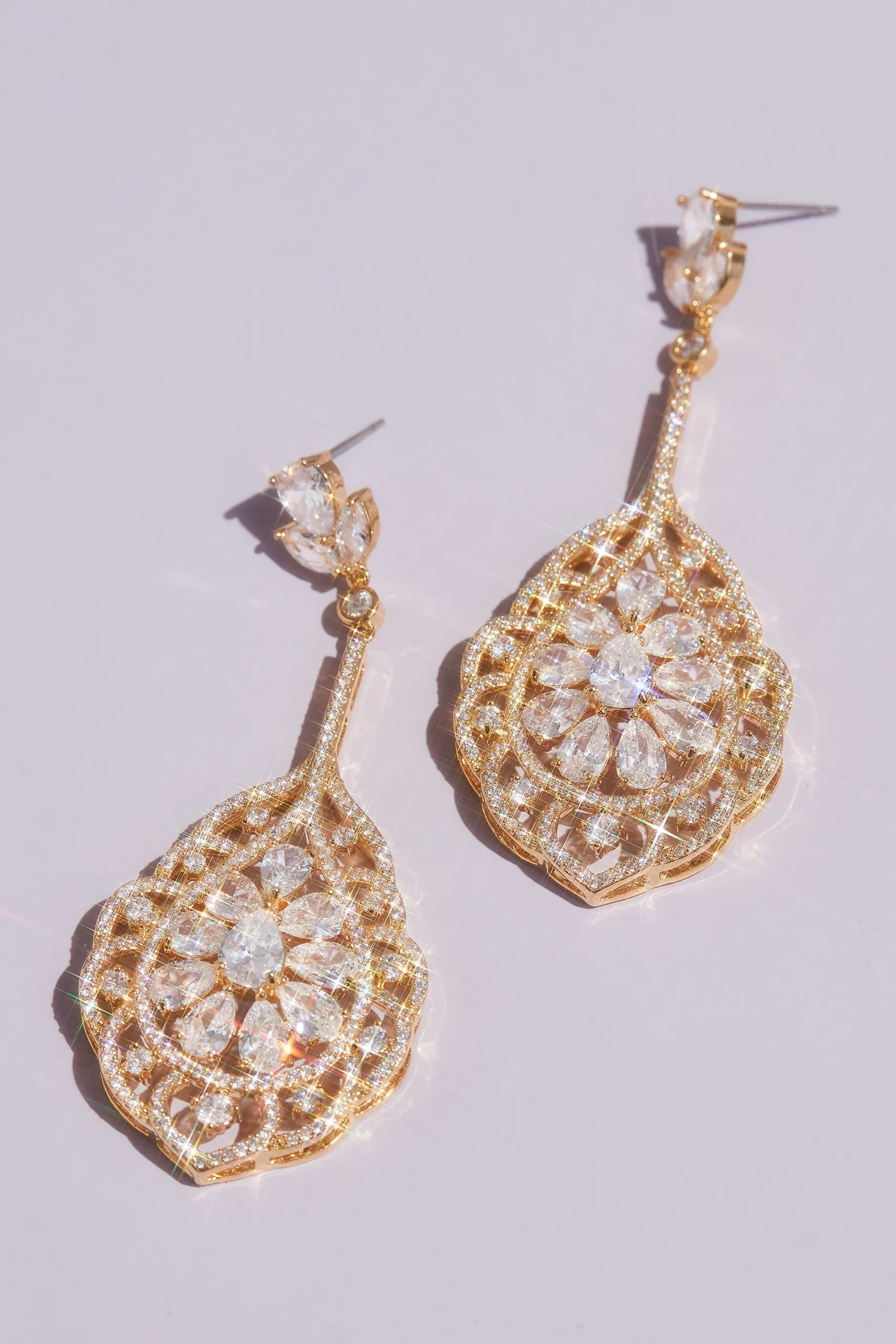 Teardrop and Marquise-Cut Crystal Swirl Earrings