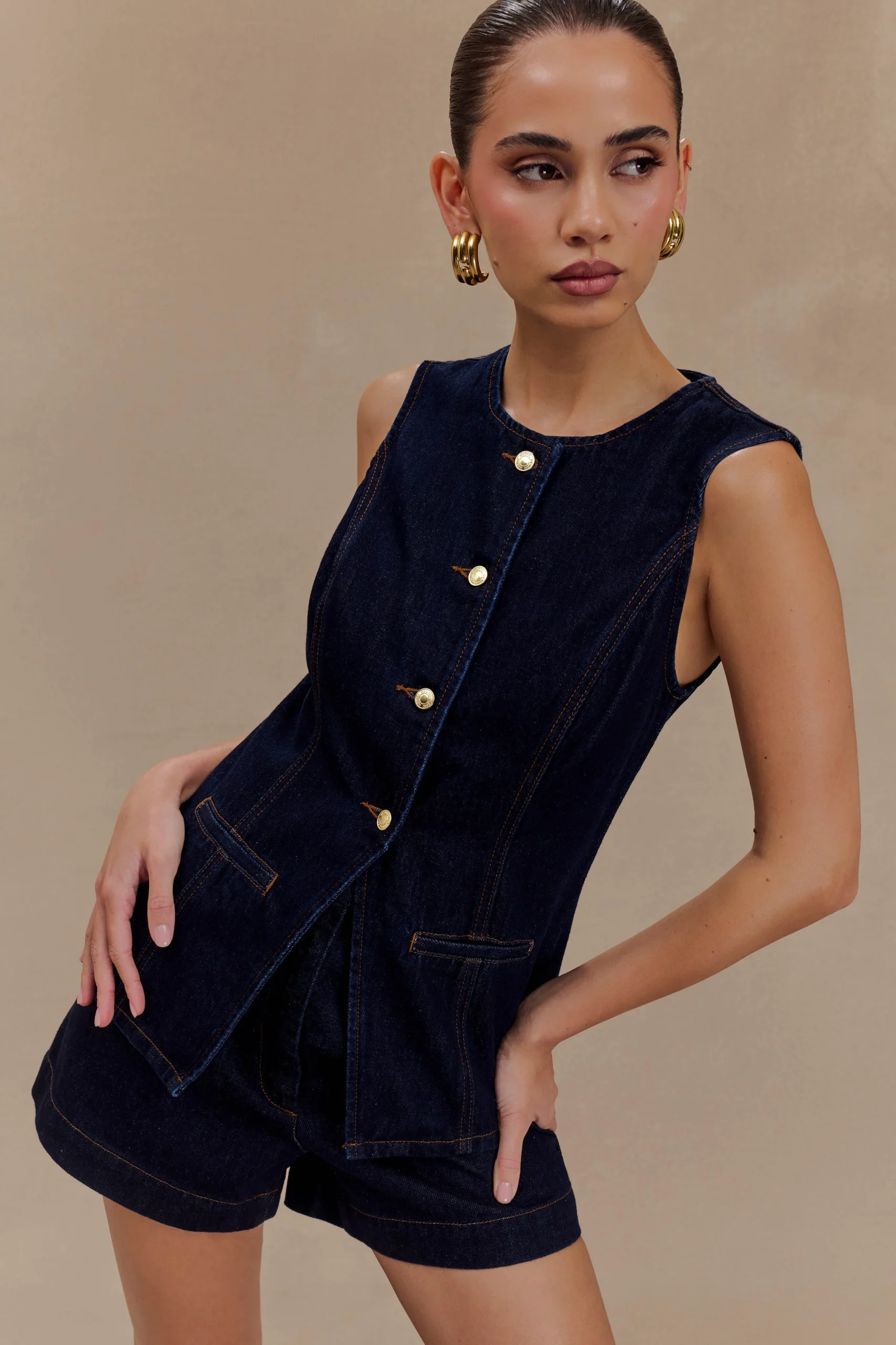 AbelFINAL SALEDenim Button Up Top - Indigo Blue
