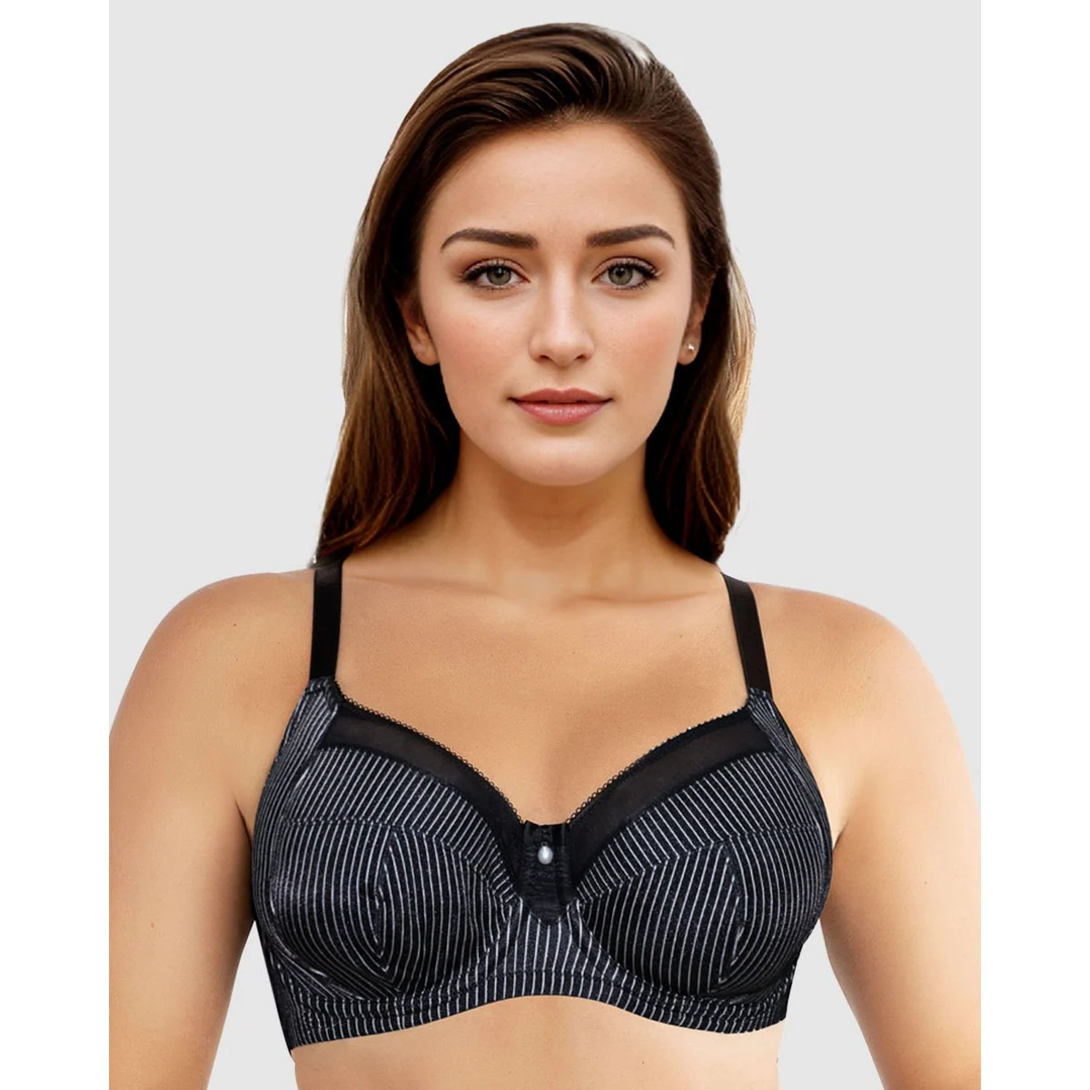 Adele Unlined Wired Full Cup Bra-Black Stripe