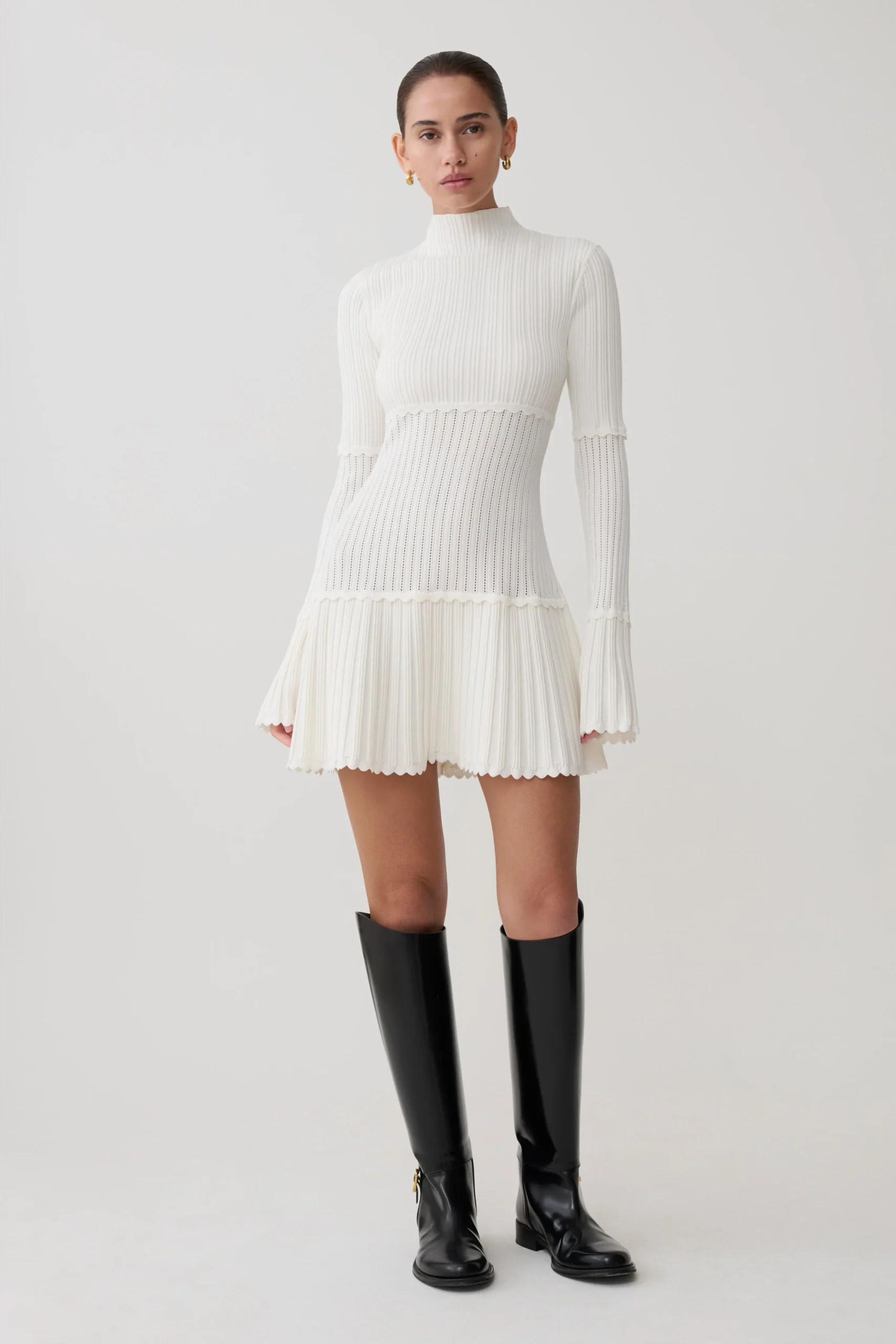 AdenaPointelle Knit Mini Dress - Ivory