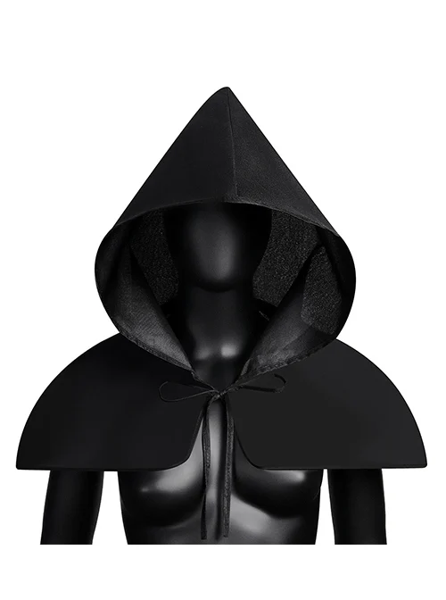 Adjustable Mid Century Black Simple Unisex Punk Hooded Cape