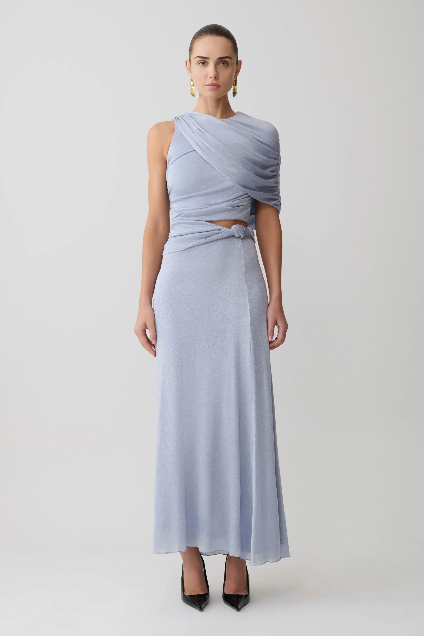 AdrienneLurex Knot Maxi Skirt - Pastel Blue