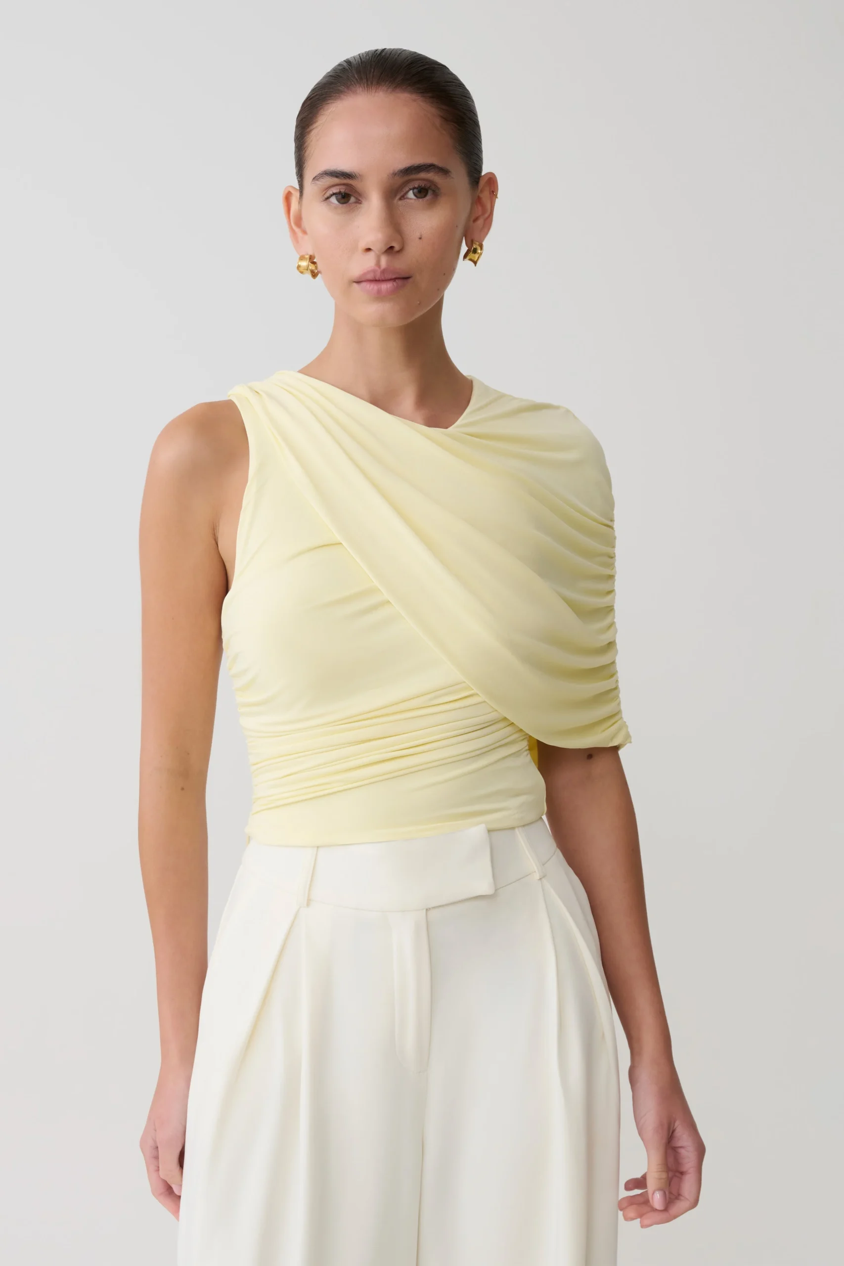 AdrienneOne Shoulder Slinky Top - Lemon