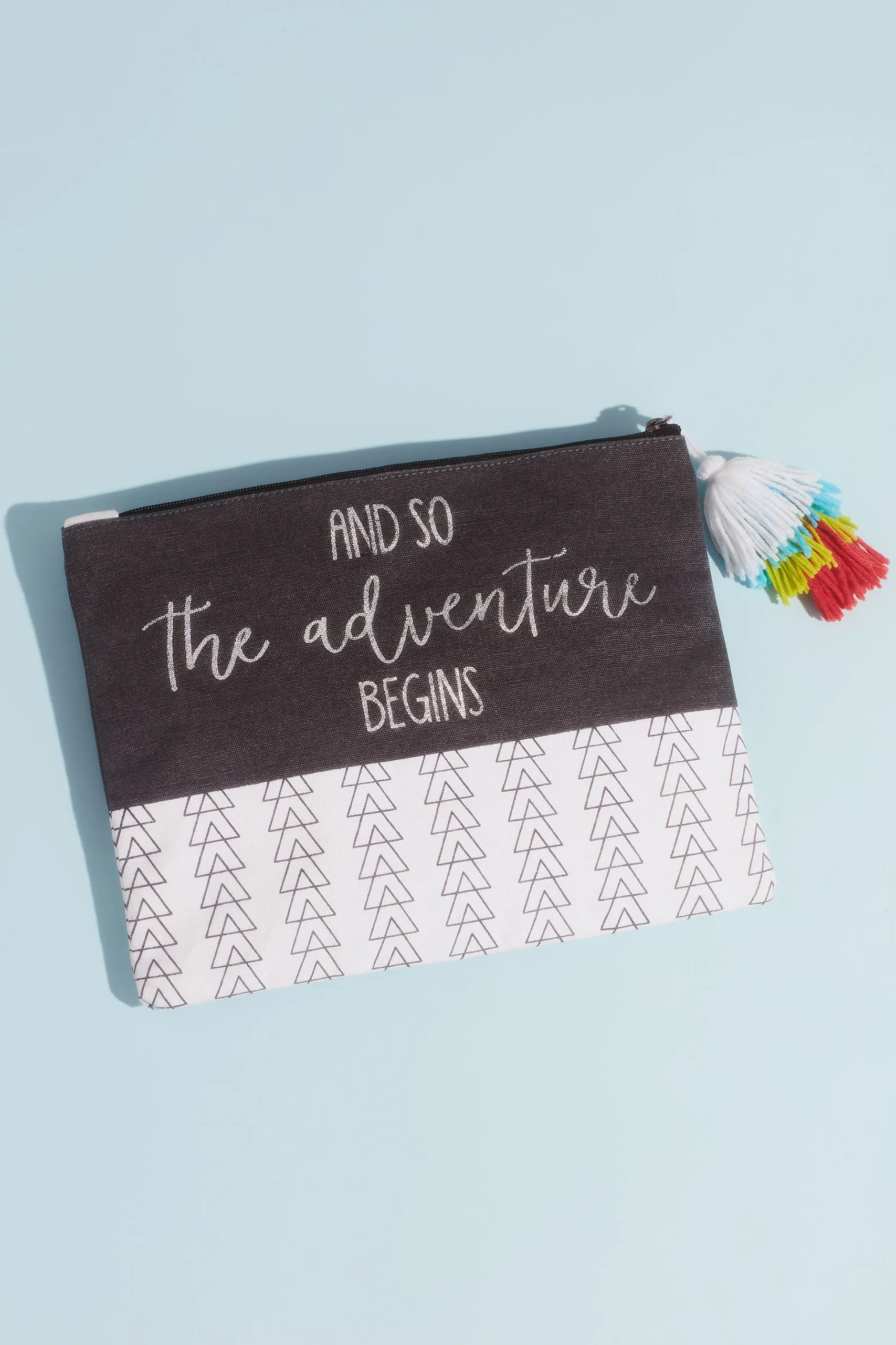The Adventure Begins Canvas Pouch with Tassel