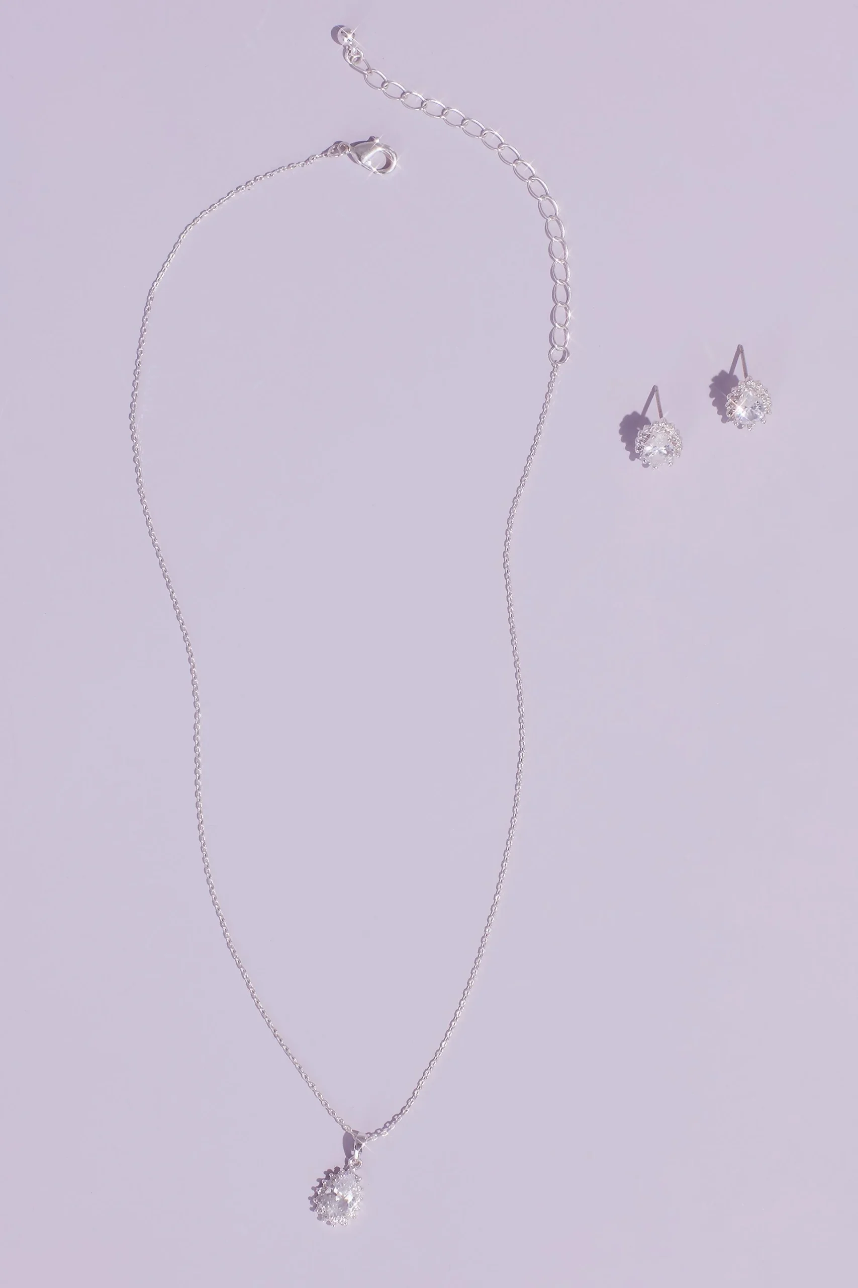 Almond Cubic Zirconia Necklace and Earring Set