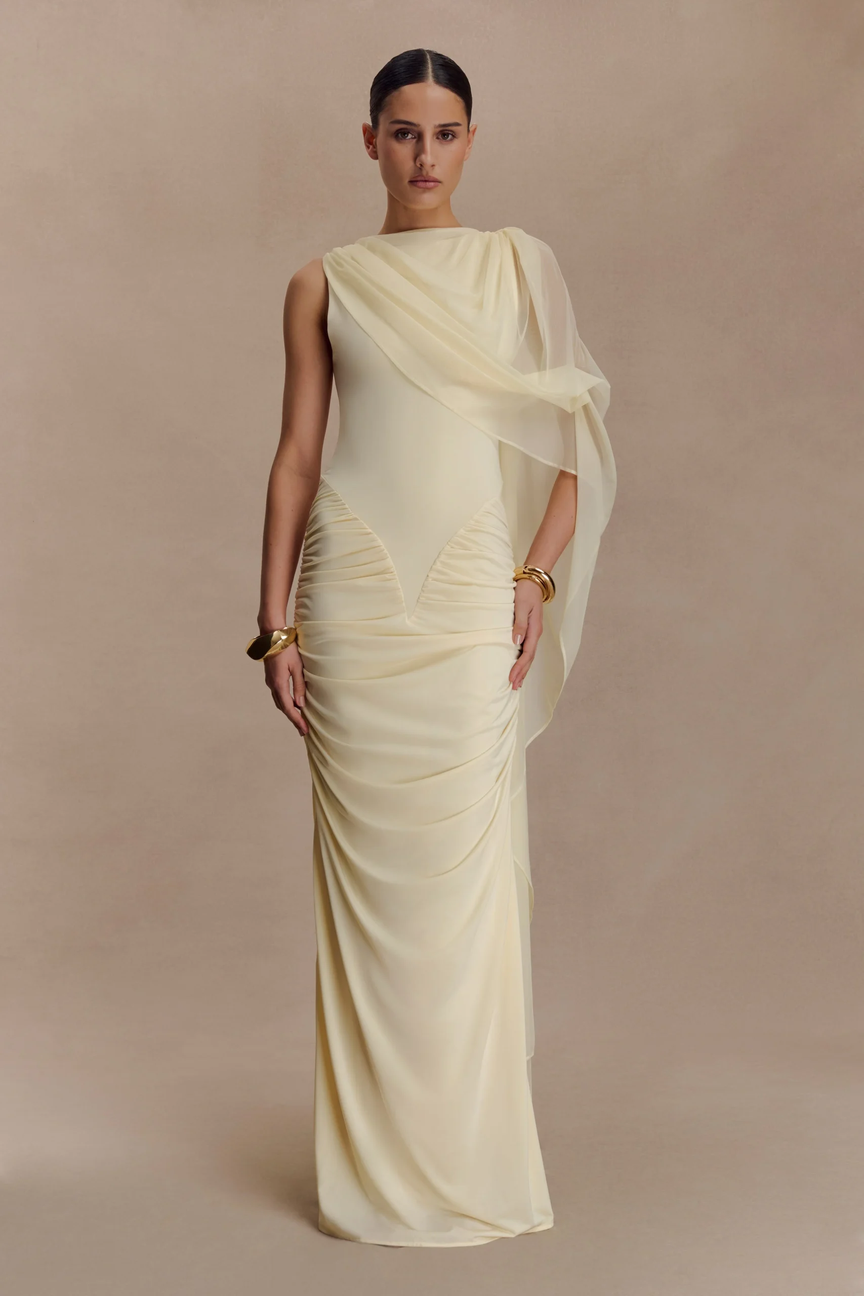 AmandineFINAL SALERuched Slinky Maxi Dress - Lemon