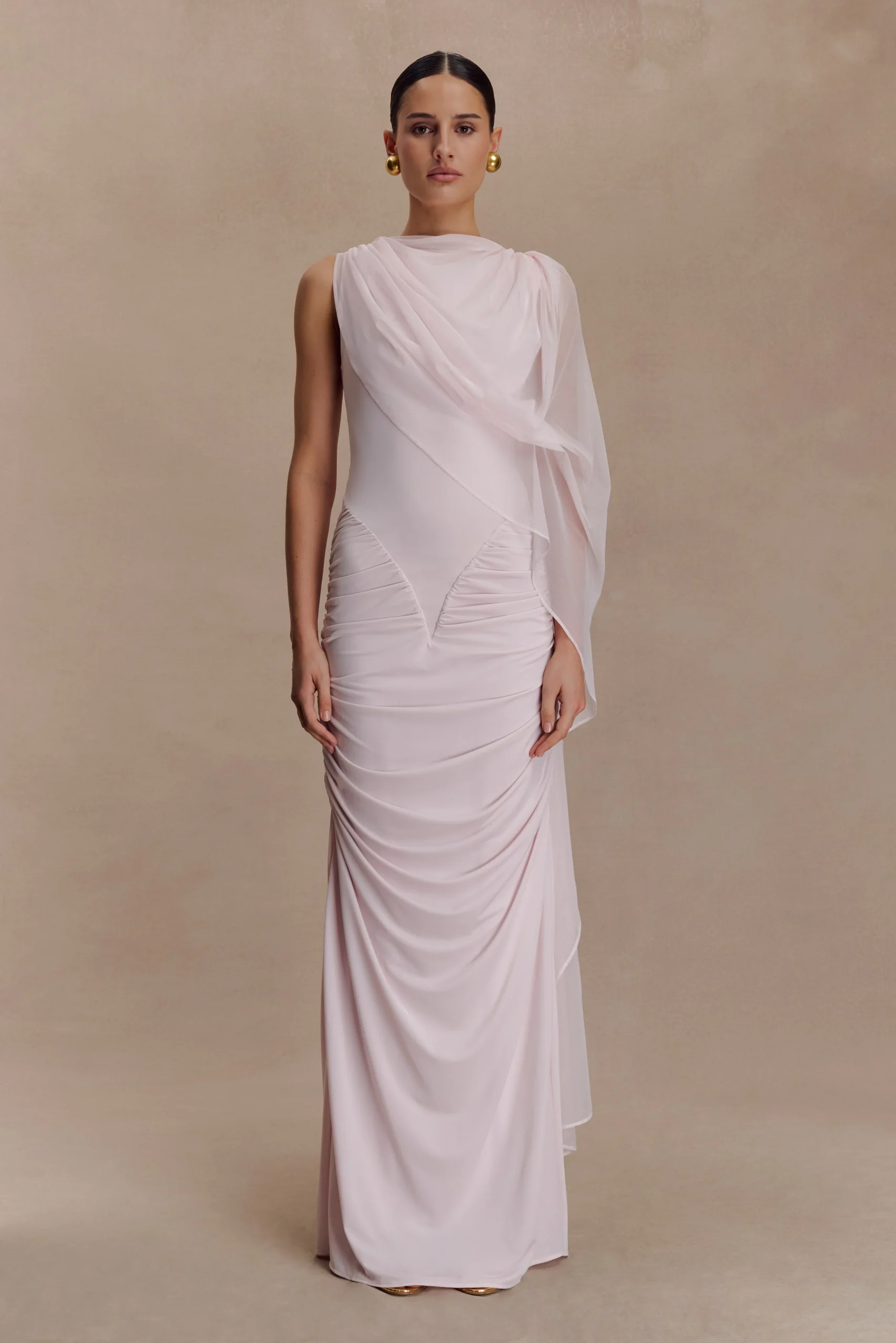 AmandineFINAL SALERuched Slinky Maxi Dress - Pale Pink