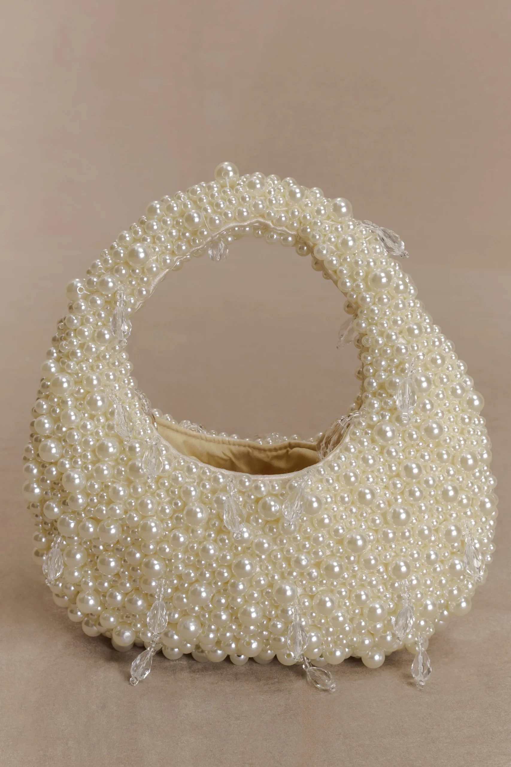 AmaraPearl Teardrop Beaded Bag - White