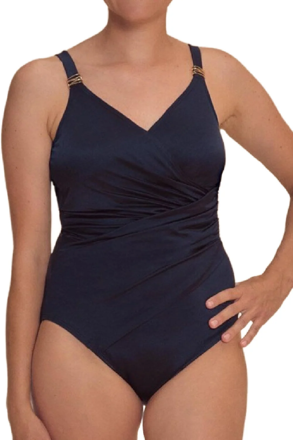 Amoena Lazio Mastectomy Half Bodice Swimsuit, Dark Blue (71814)