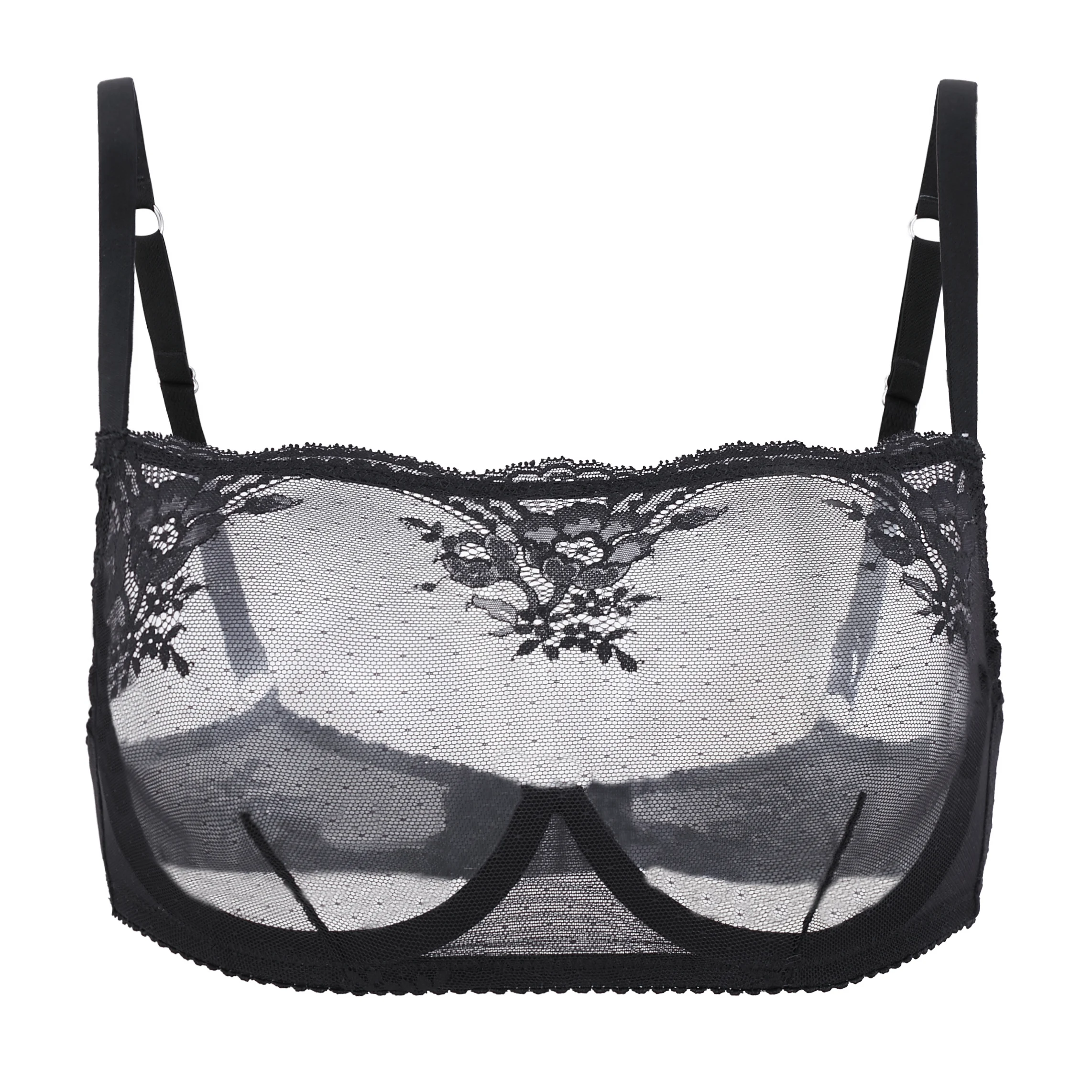 Amour Caché Kim High Neck Sheer Lace Underwire Bra