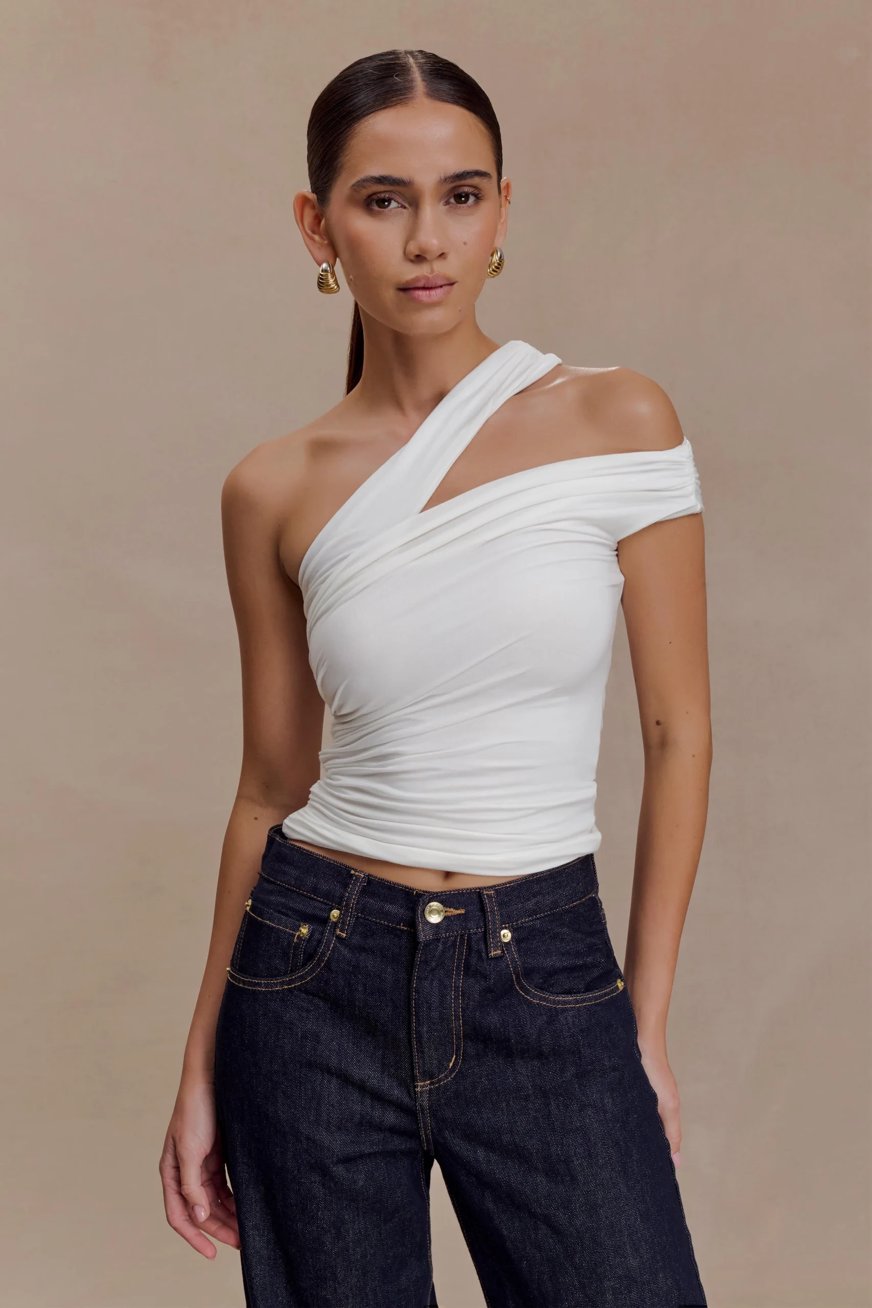 AnnaOne Shoulder Modal Top - White