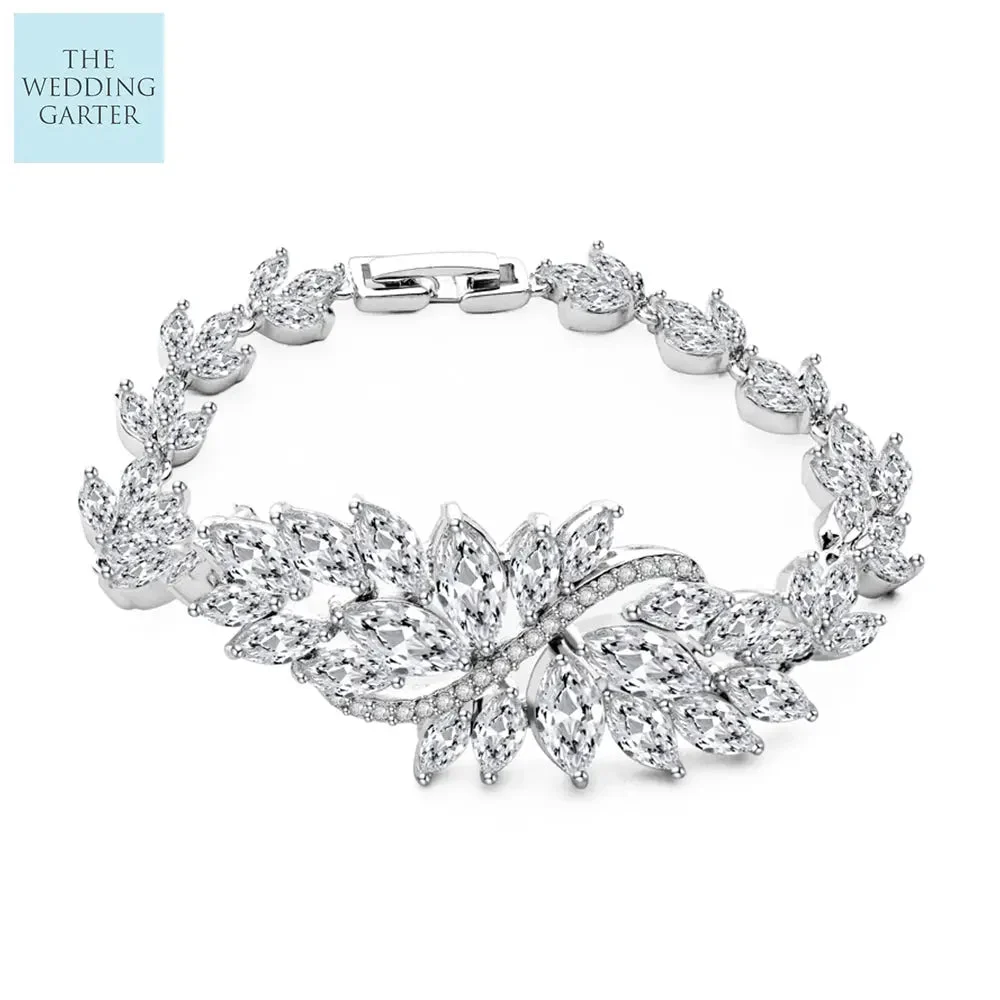Antique Style Marquise Cubic Zirconia Wedding Bracelet