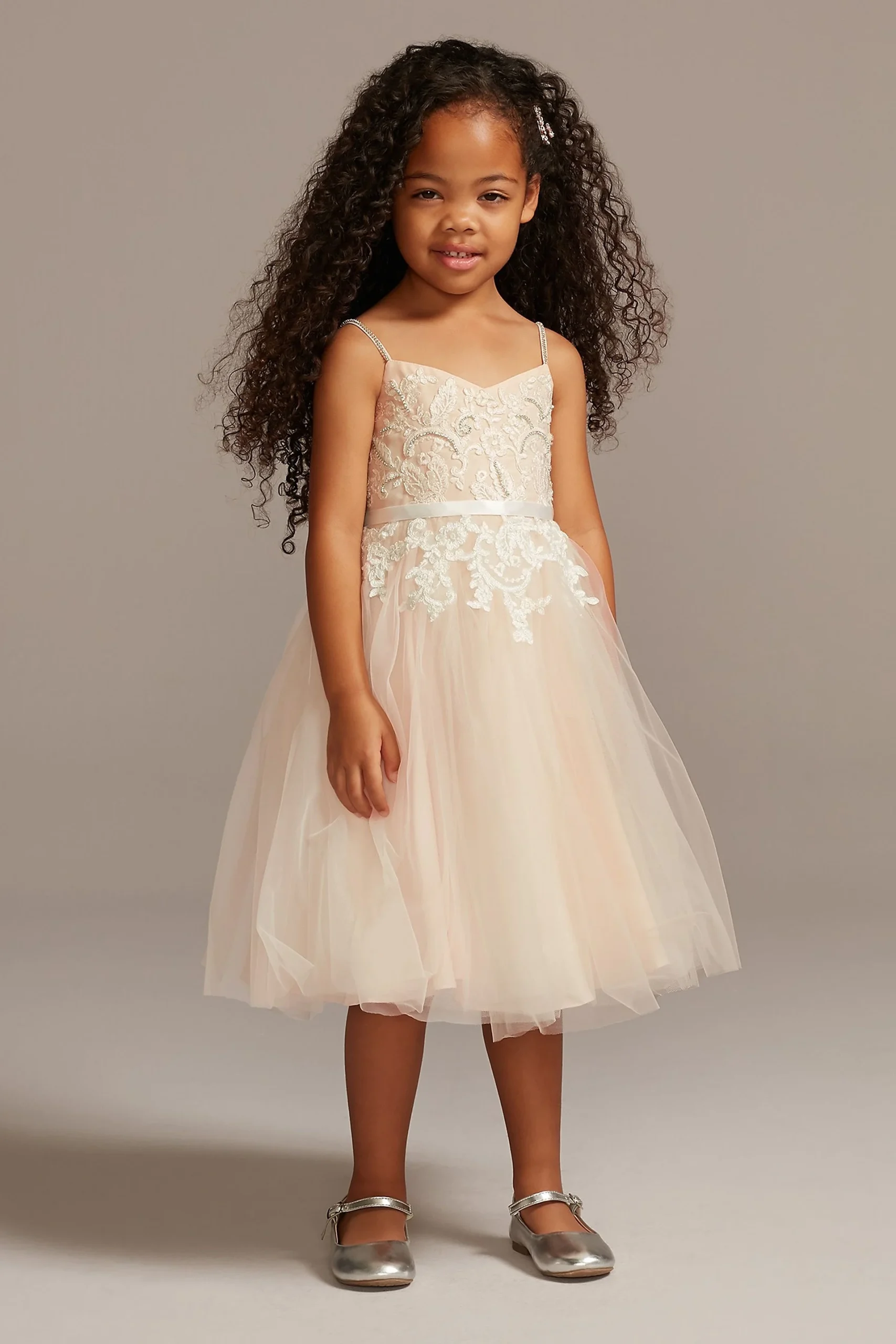 Applique Spaghetti Strap Flower Girl Dress