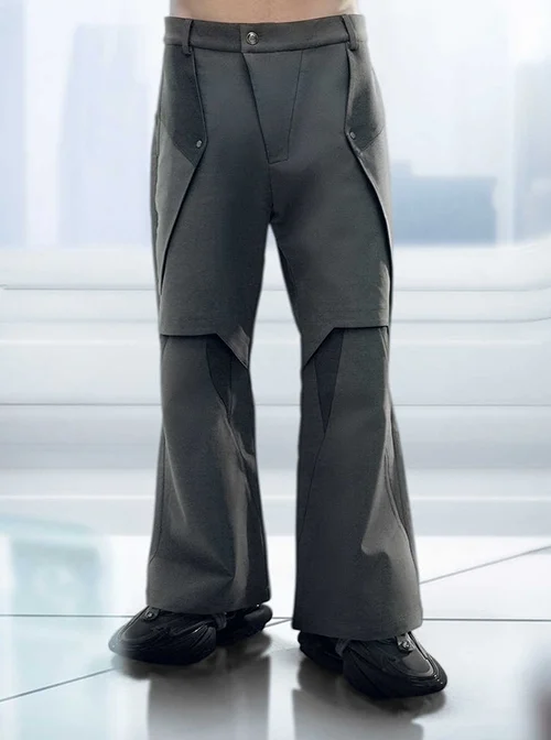 Aristoi IV Series Deep Space Black Loose Colorblock Double-Layer Structure Imitation Mecha Joint Design Minimalist Style Cyberpunk Suit Trousers