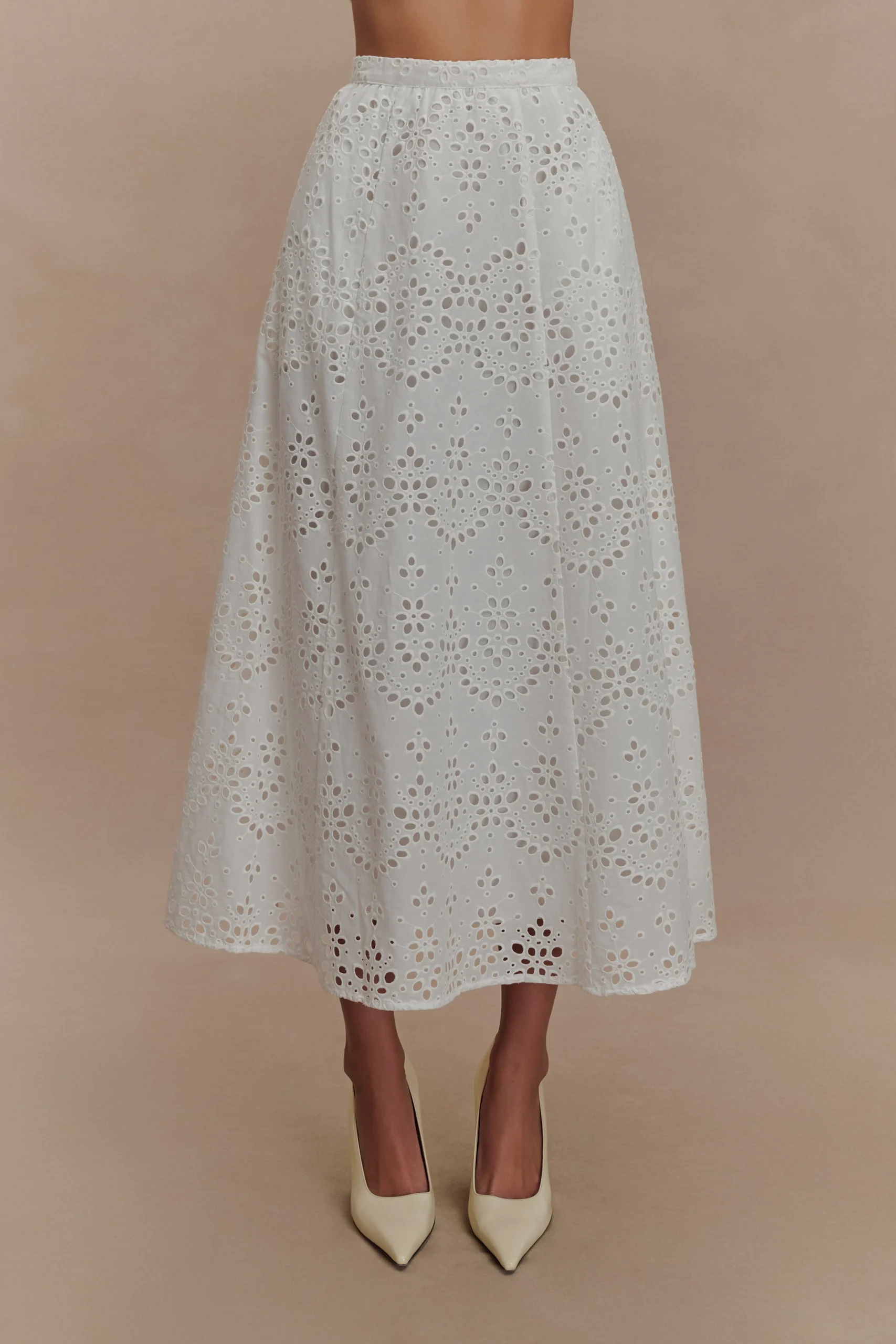 ArlaBroderie Midi Skirt - White