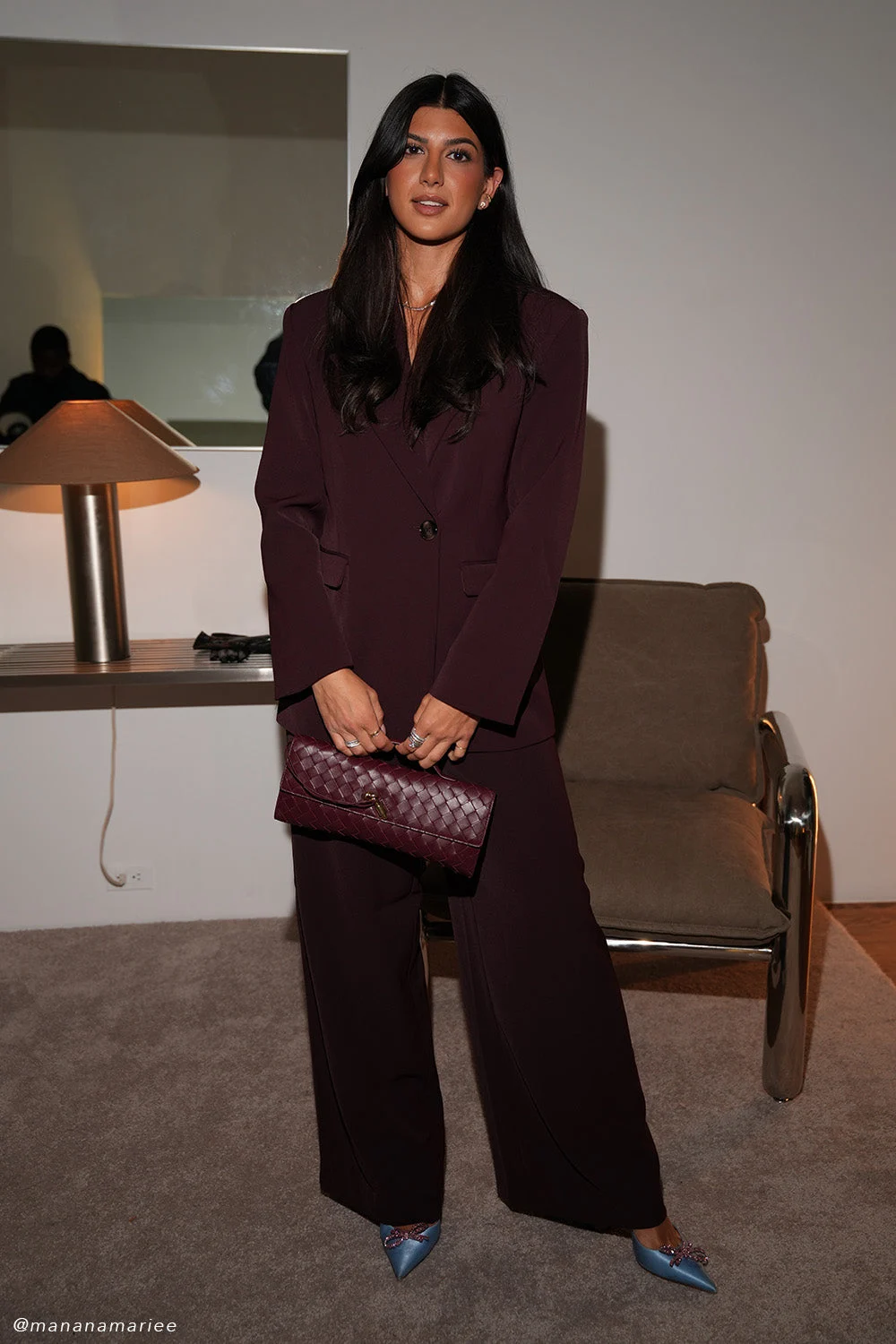 ArloWide Leg Suiting Trouser - Mahogany
