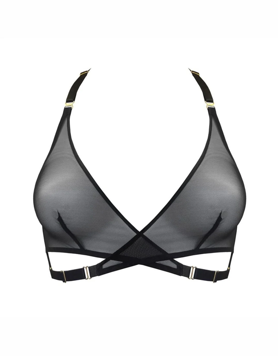 Art Deco Mesh Wrap Bra Black