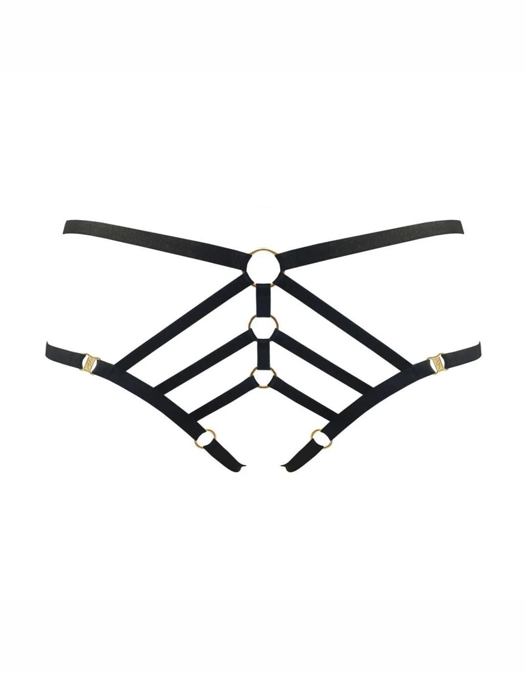Art Deco Ouvert Strap Brief Black