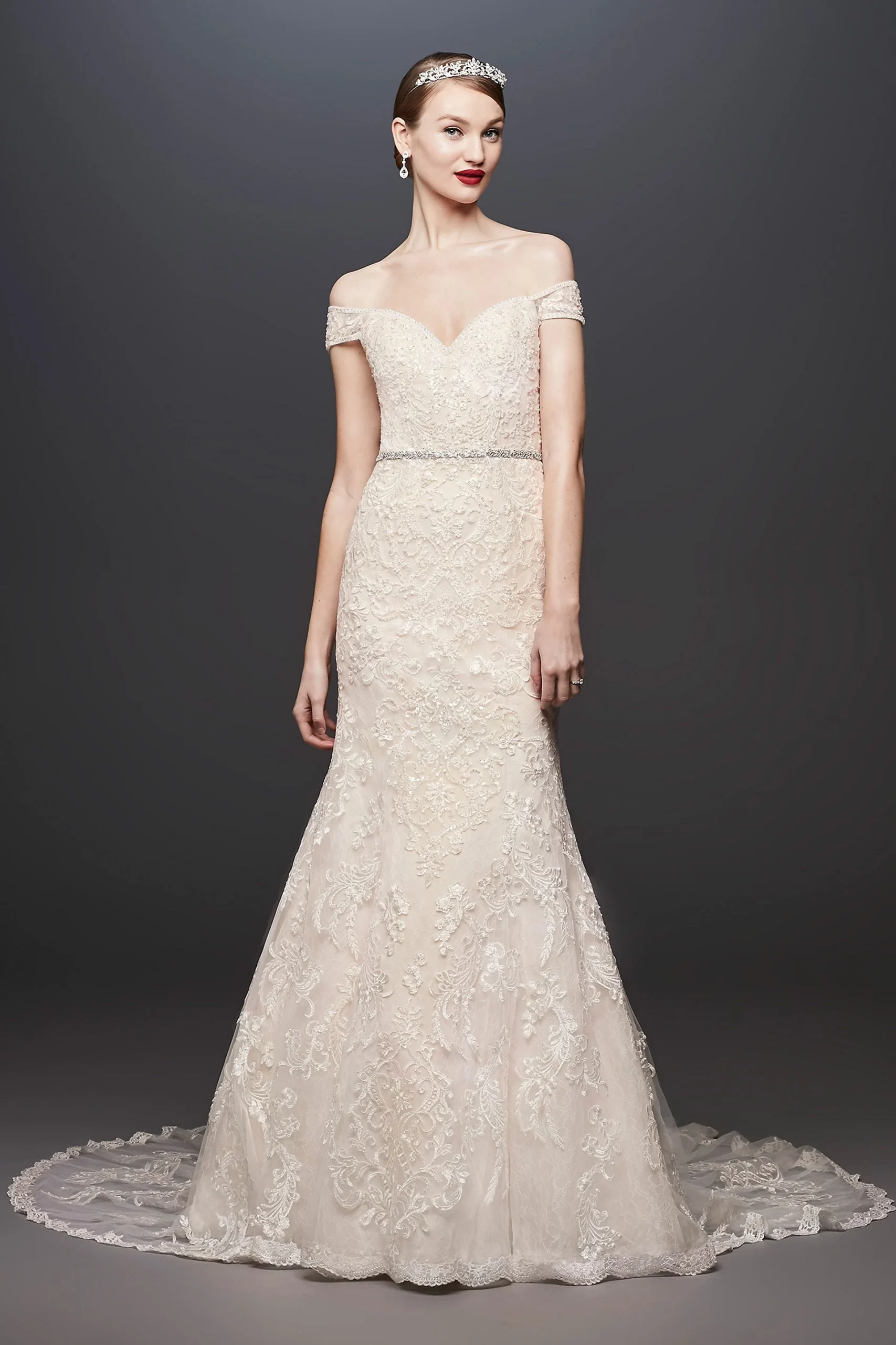As-Is Beaded Lace Mermaid Petite Wedding Dress