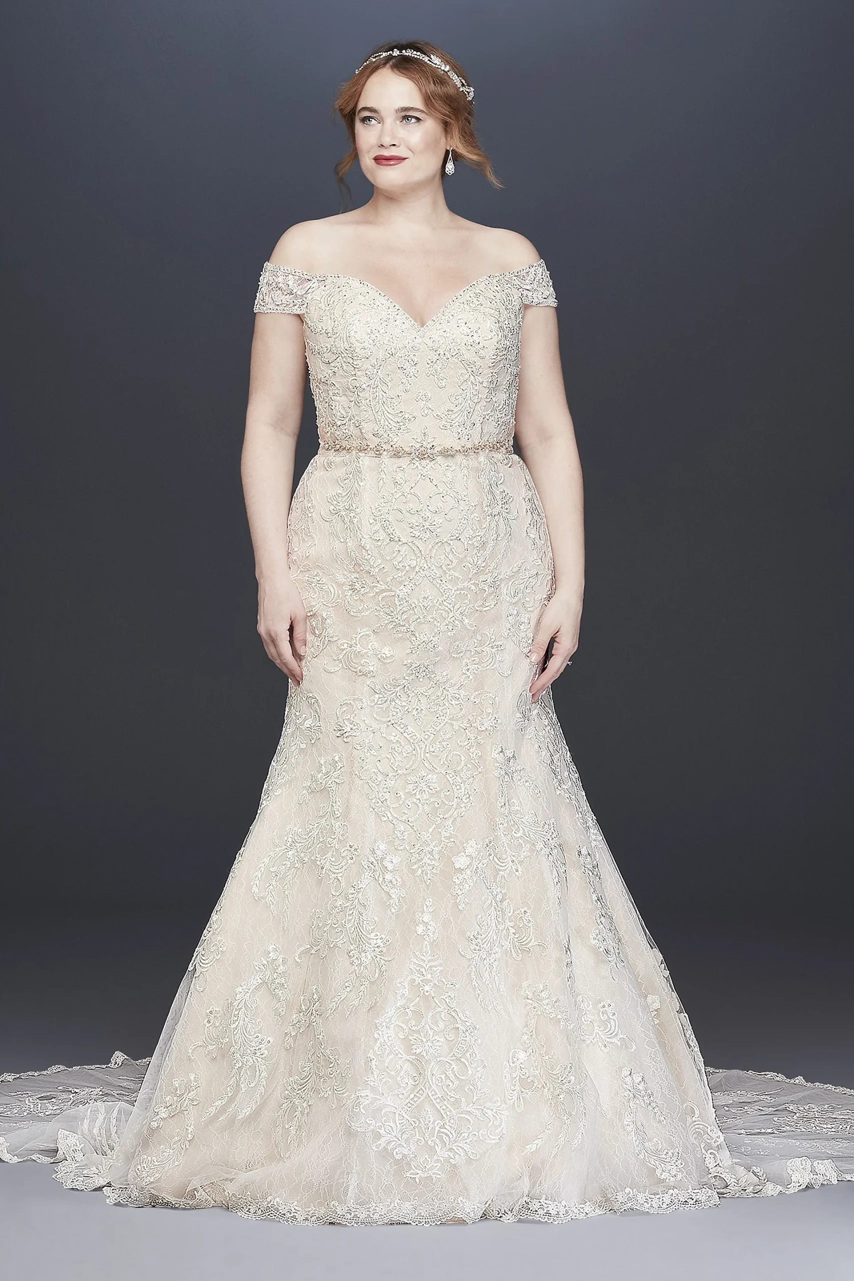 As-Is Beaded Lace Mermaid Plus Size Wedding Dress