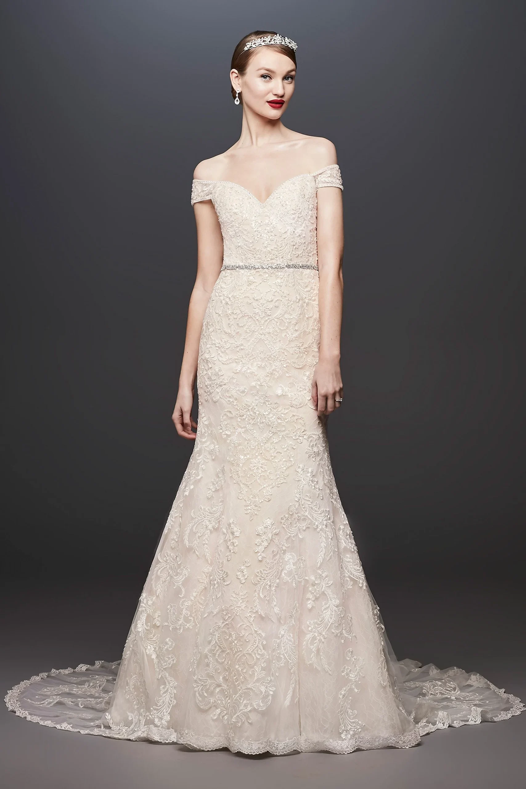 As-Is Beaded Lace Off-the-Shoulder Wedding Dress