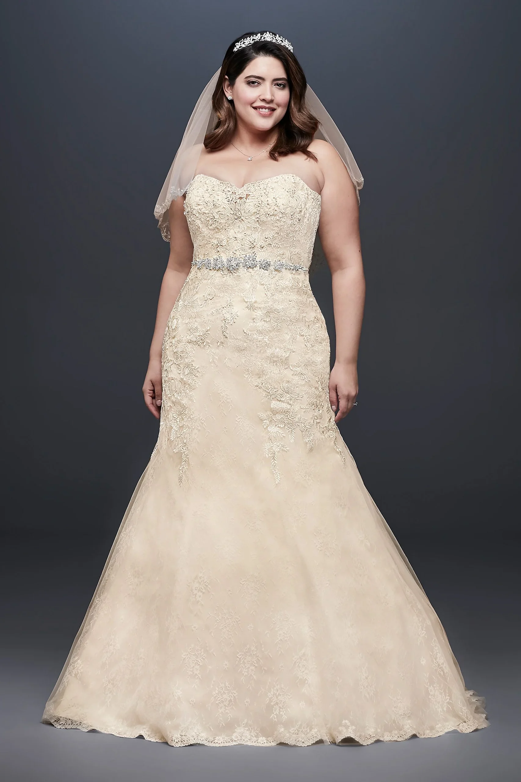 As-Is Beaded Lace Plus Size Mermaid Wedding Dress