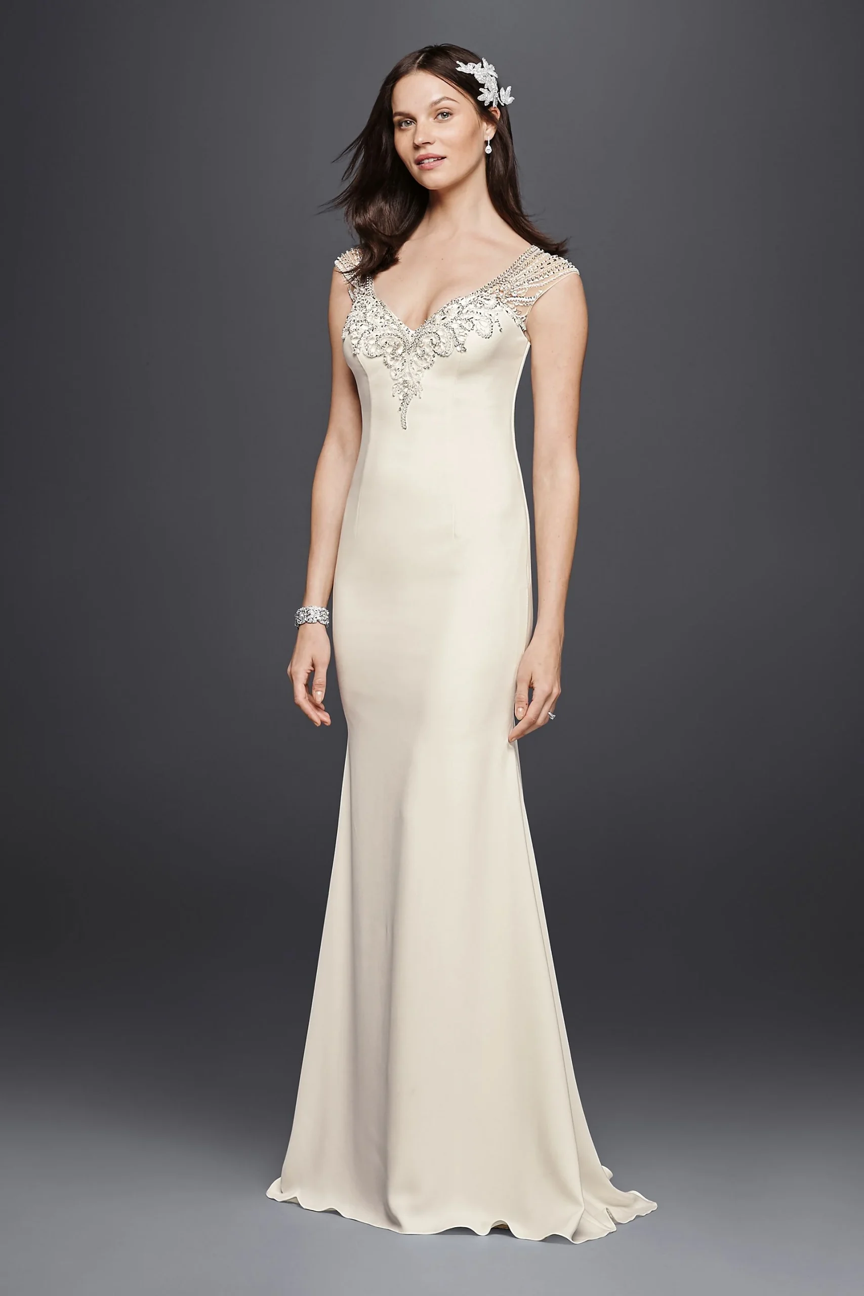 As-Is Beaded Stretch Crepe Wedding Dress