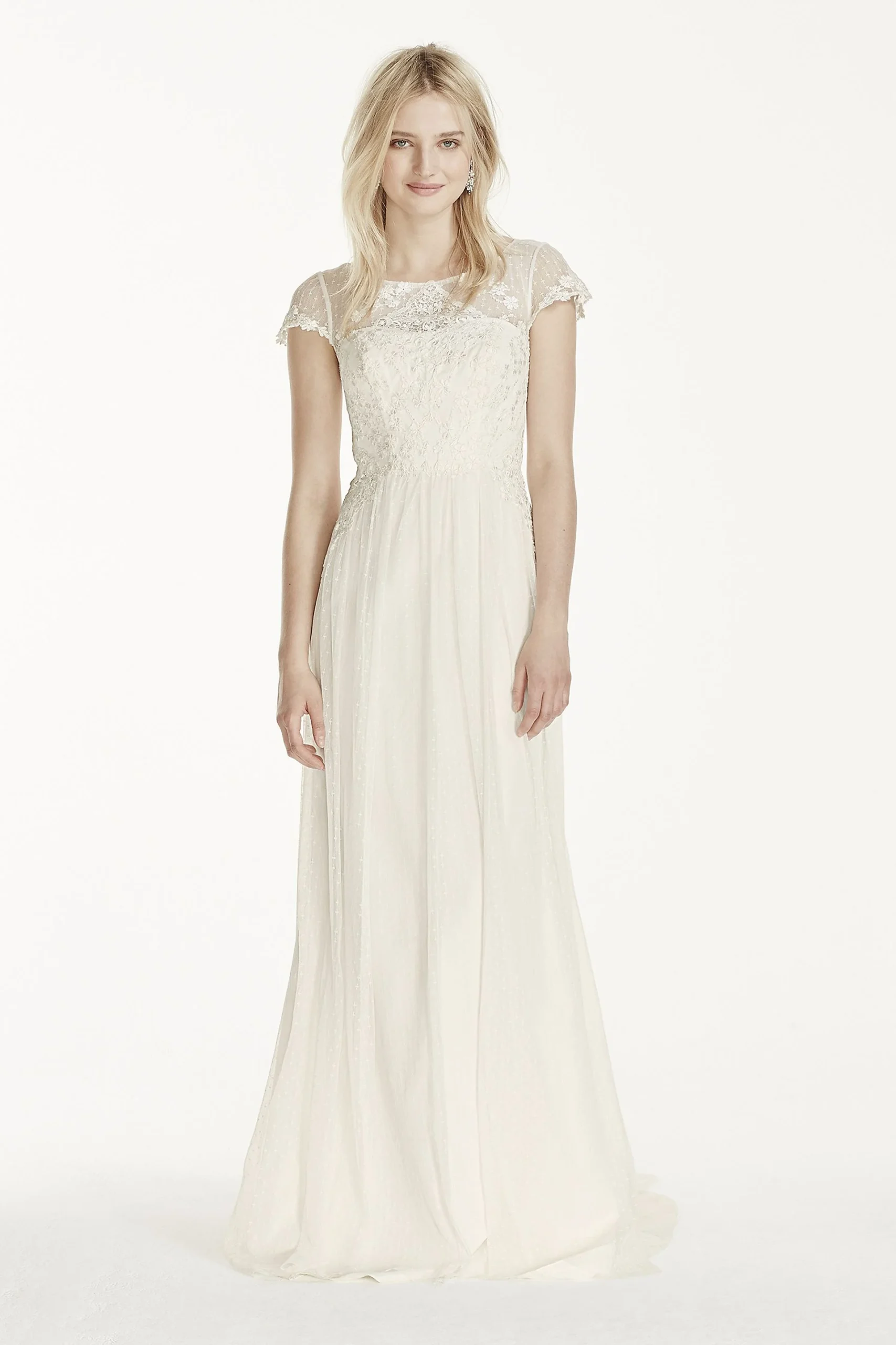 As-Is Cap Sleeve Tulle Sheath Wedding Dress