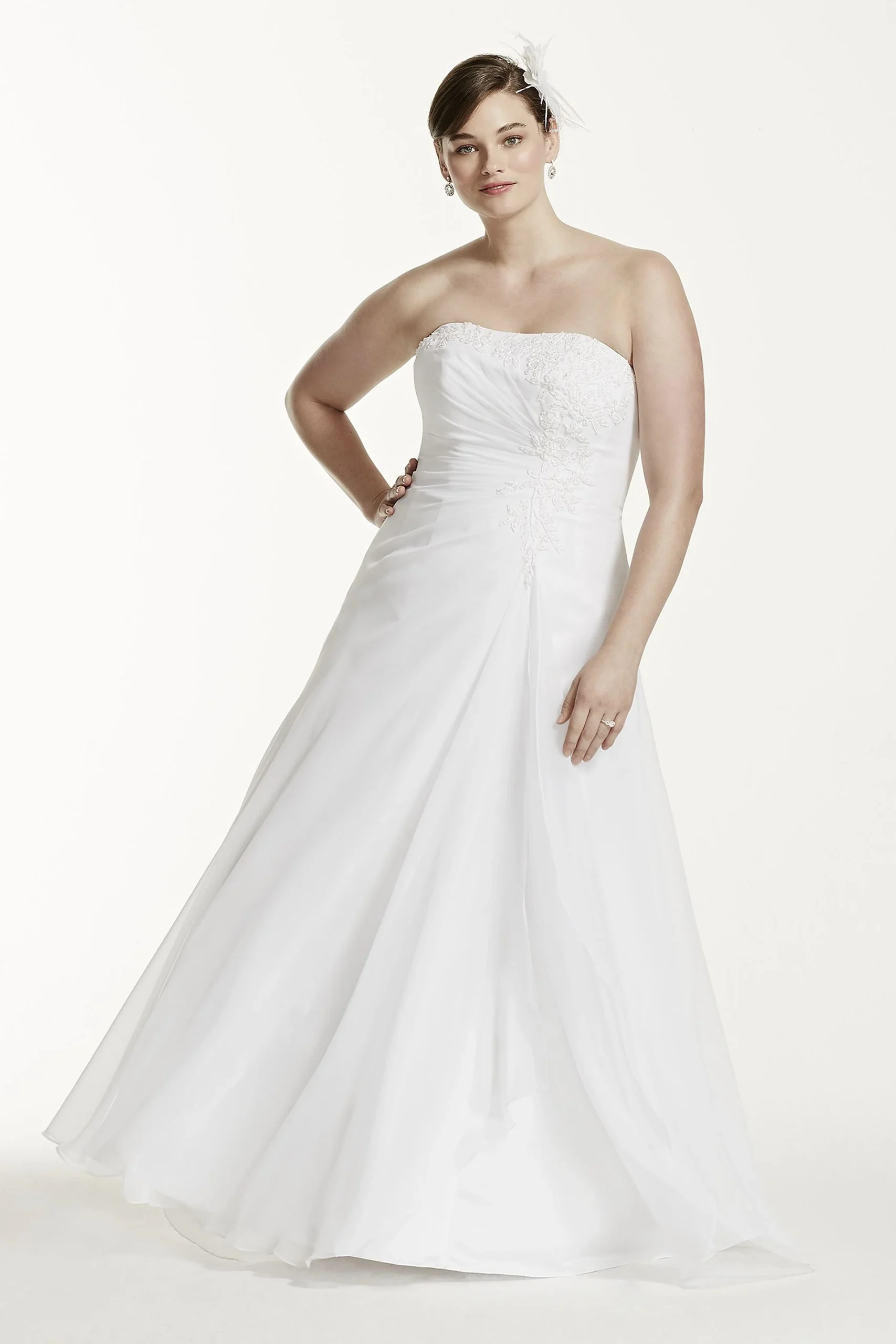 As-Is Chiffon Plus Size Wedding Dress with Beading