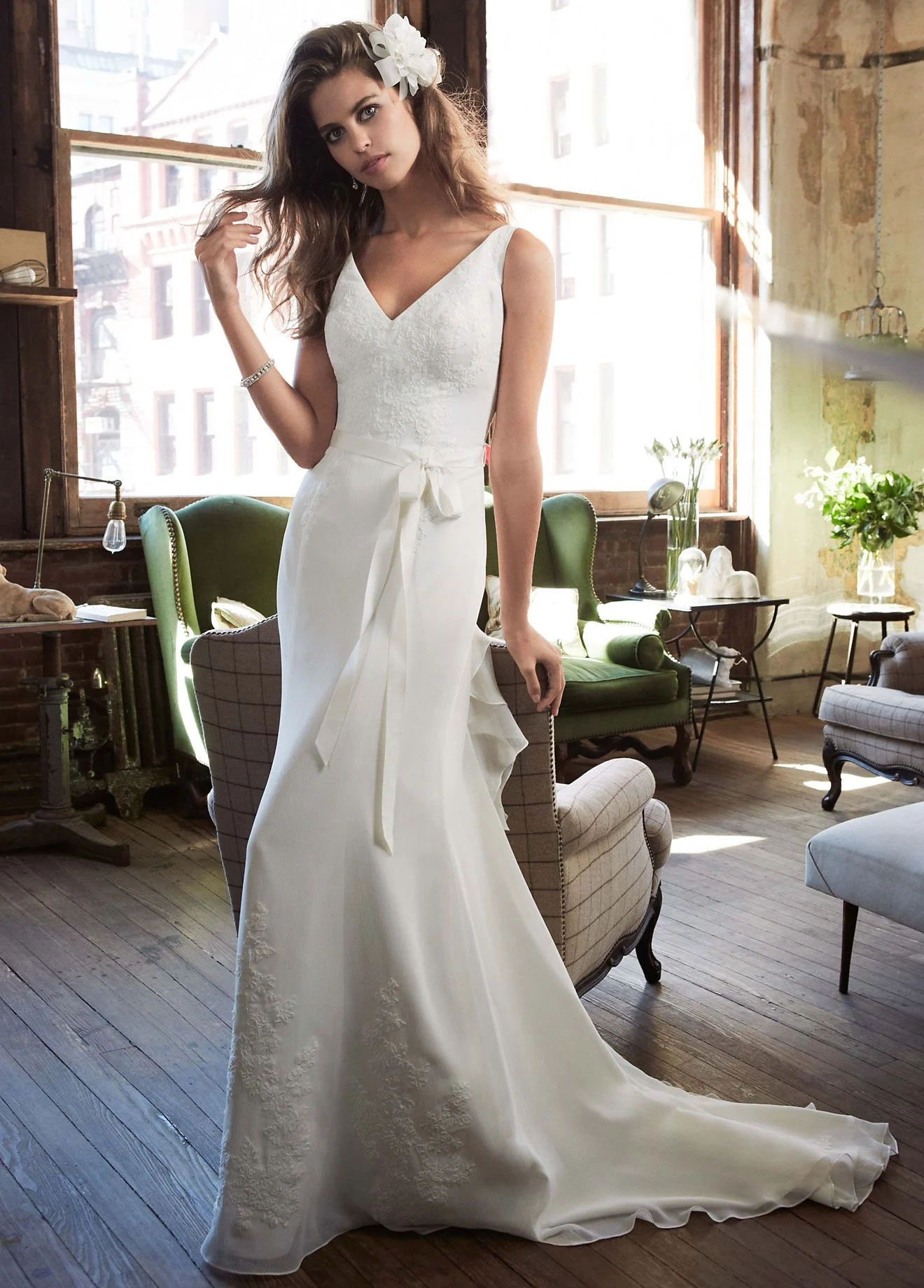 As-Is Chiffon Wedding Gown with Ruffle and Lace