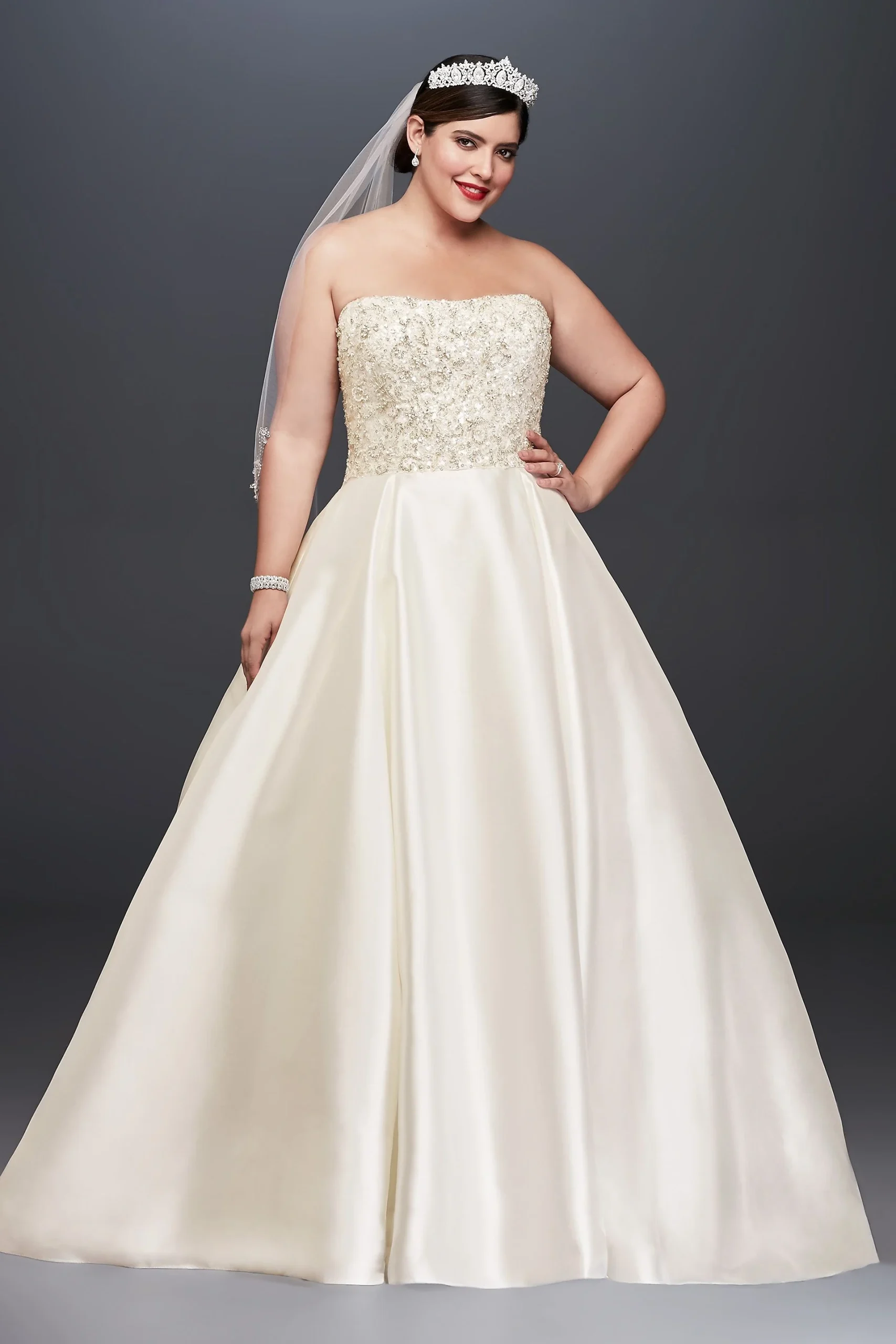 As-Is Crystal Mikado Plus Size Wedding Dress