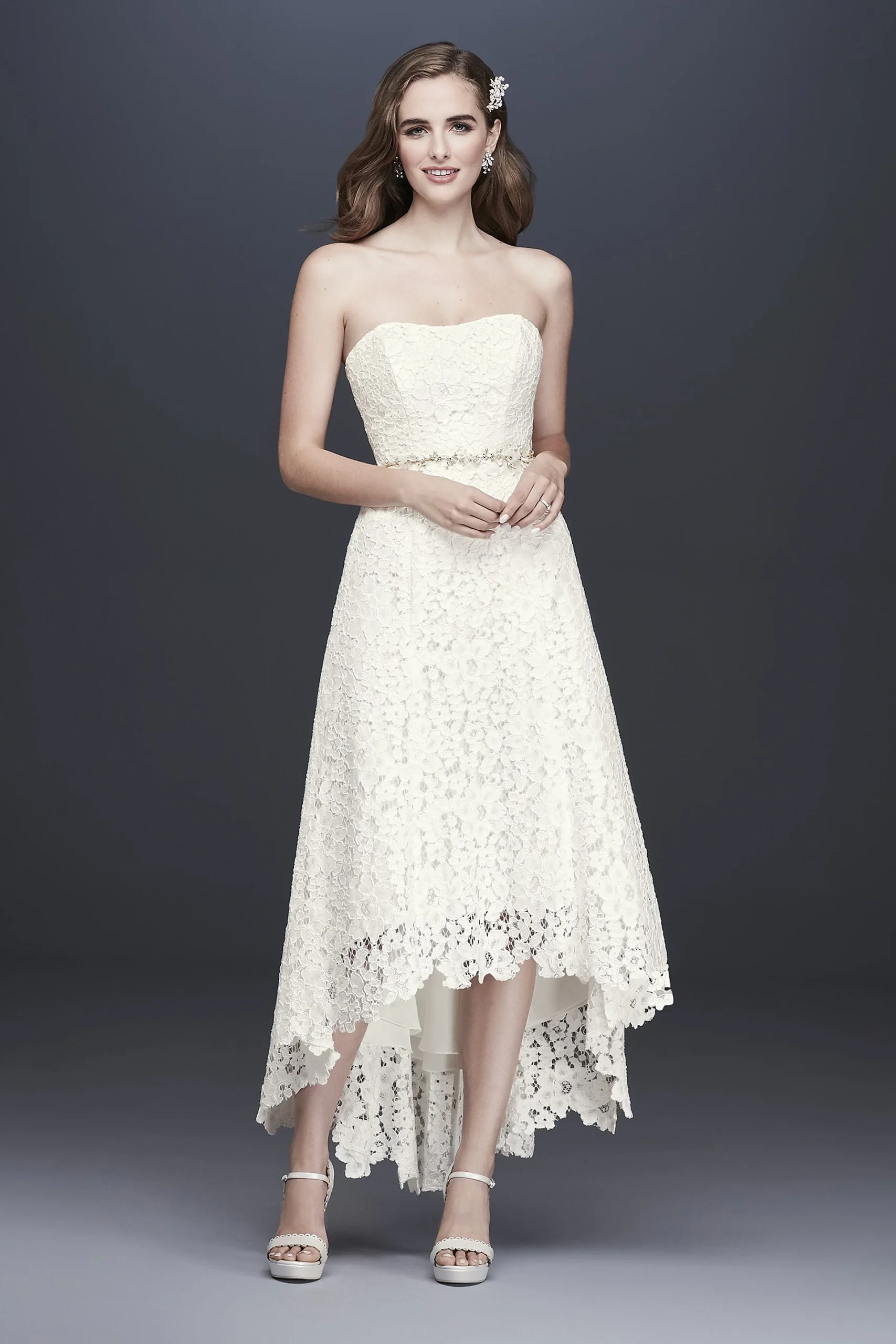 As-Is High-Low Corded Lace Wedding Dress