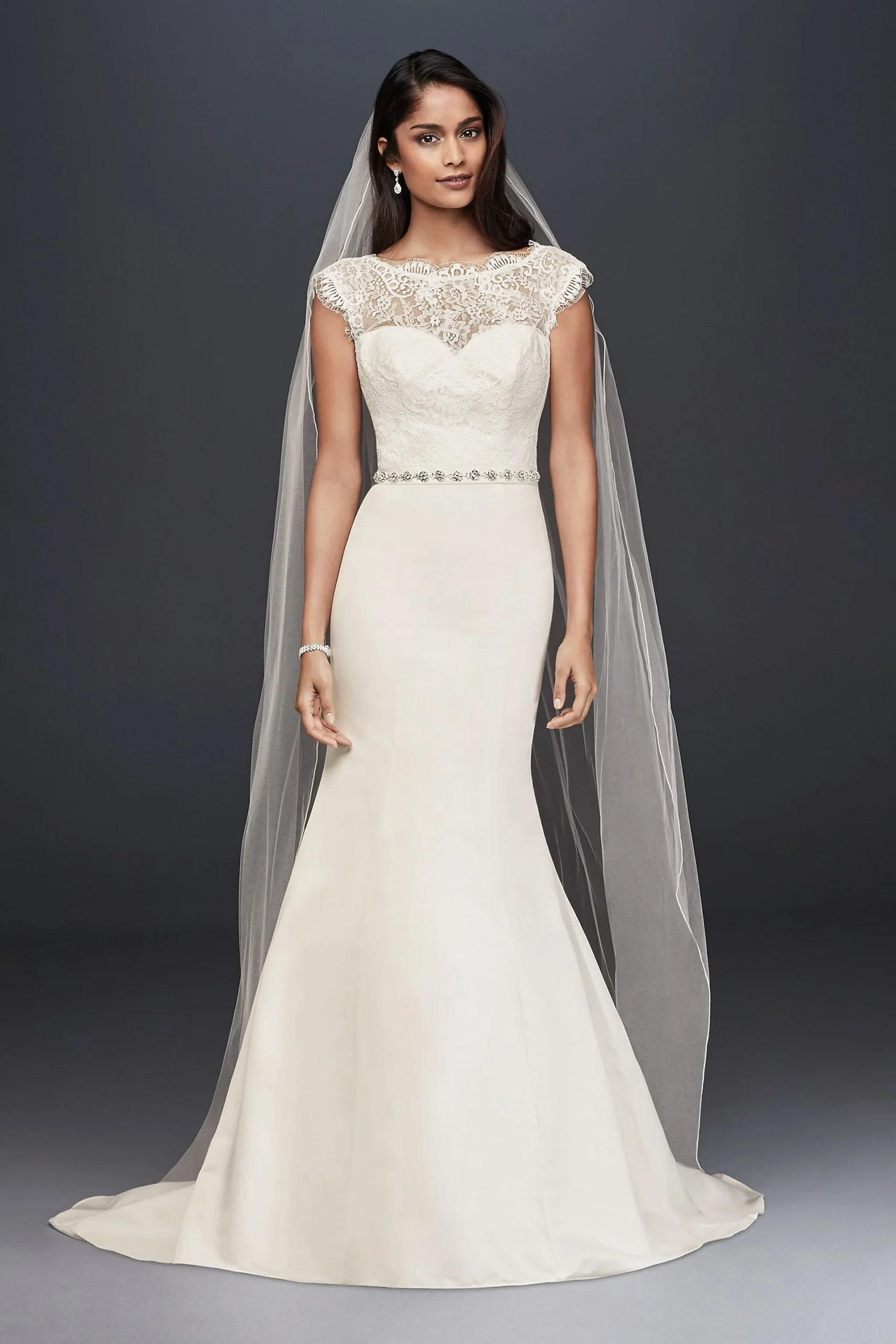 As-Is Illusion Lace and Satin Mermaid Wedding Dres