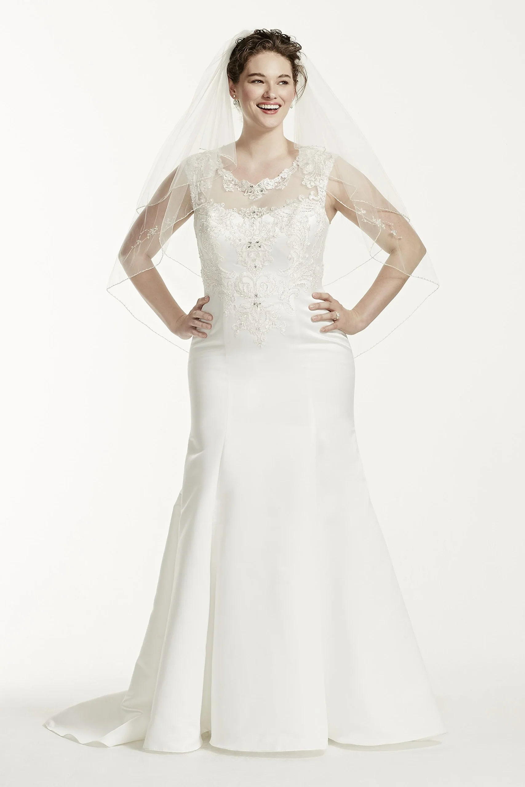 As-Is Jewel Cap Sleeve Plus Size Wedding Dress