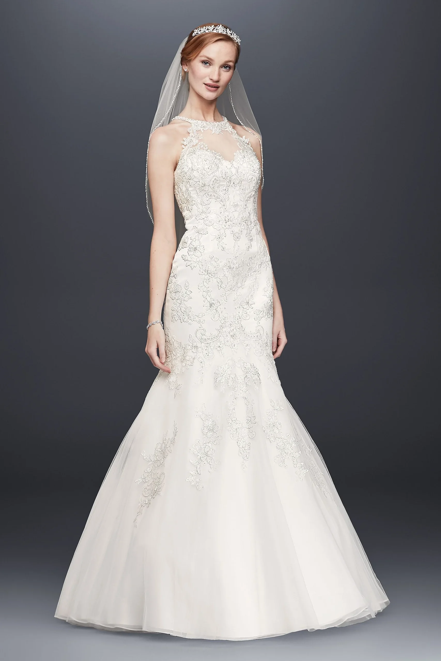 As-Is Lace Wedding Dress with Tulle Trumpet Skirt