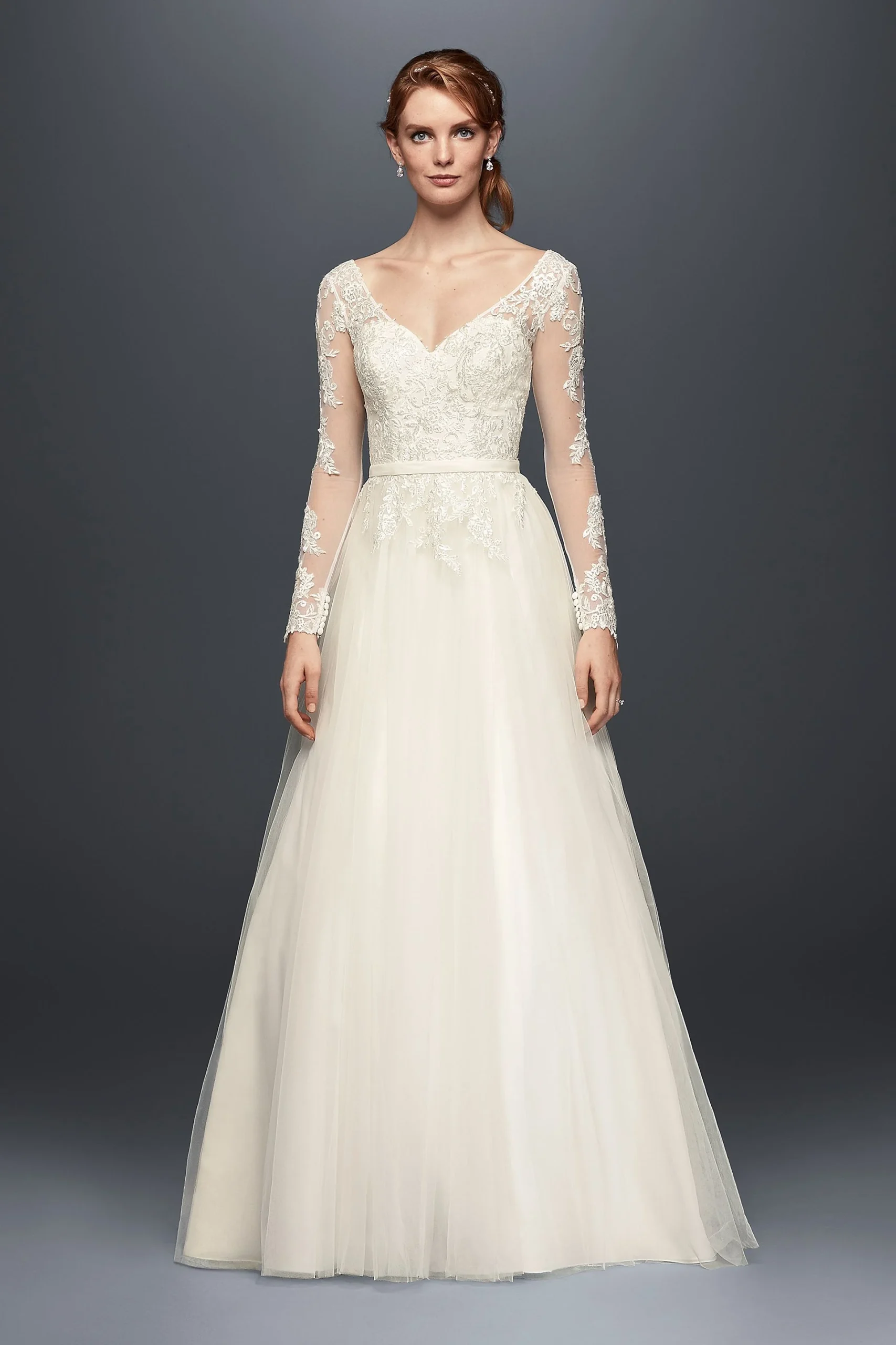 As-Is Long Sleeve Wedding Dress With Low Back