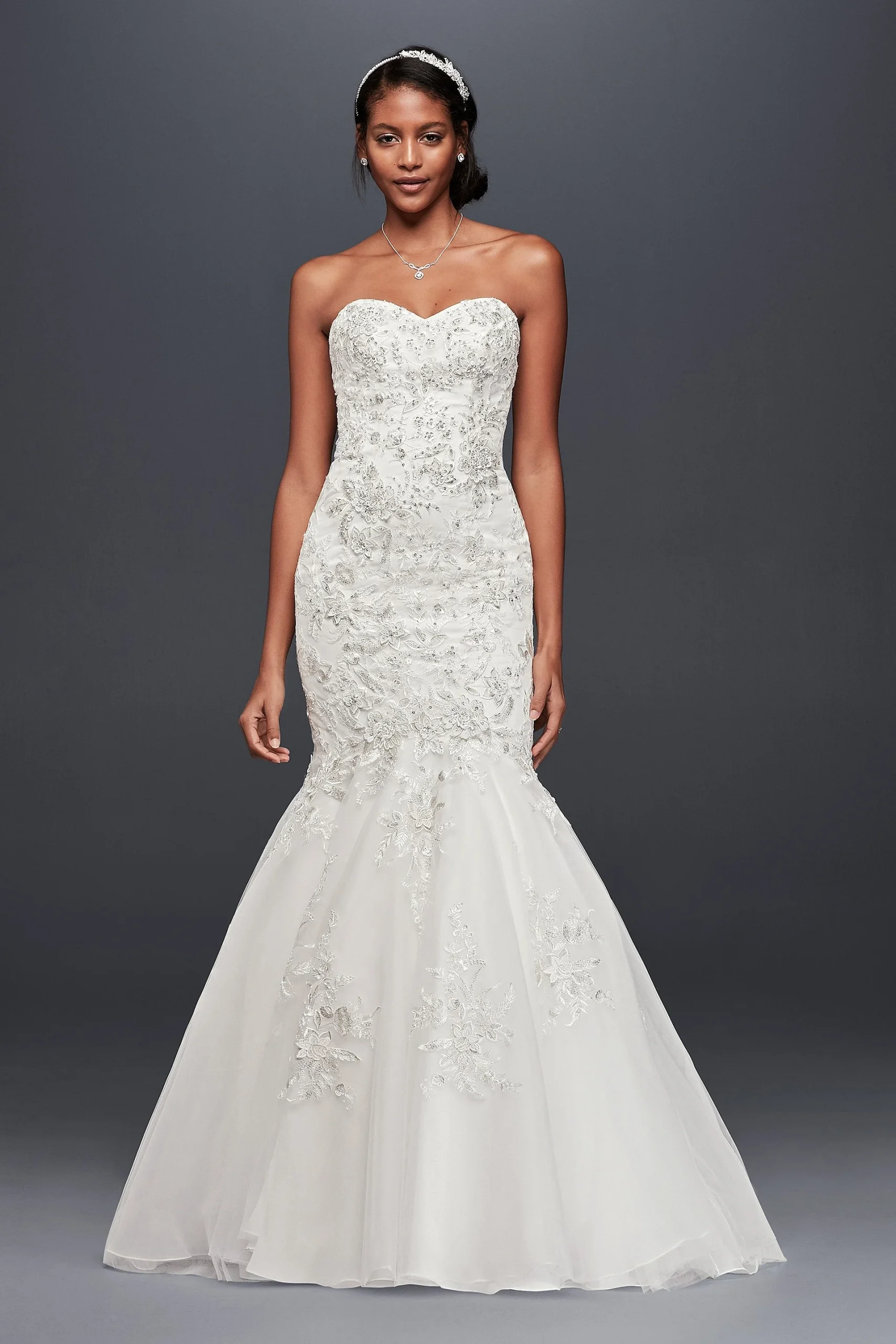 As-Is Metallic-Beaded Lace Trumpet Wedding Dress