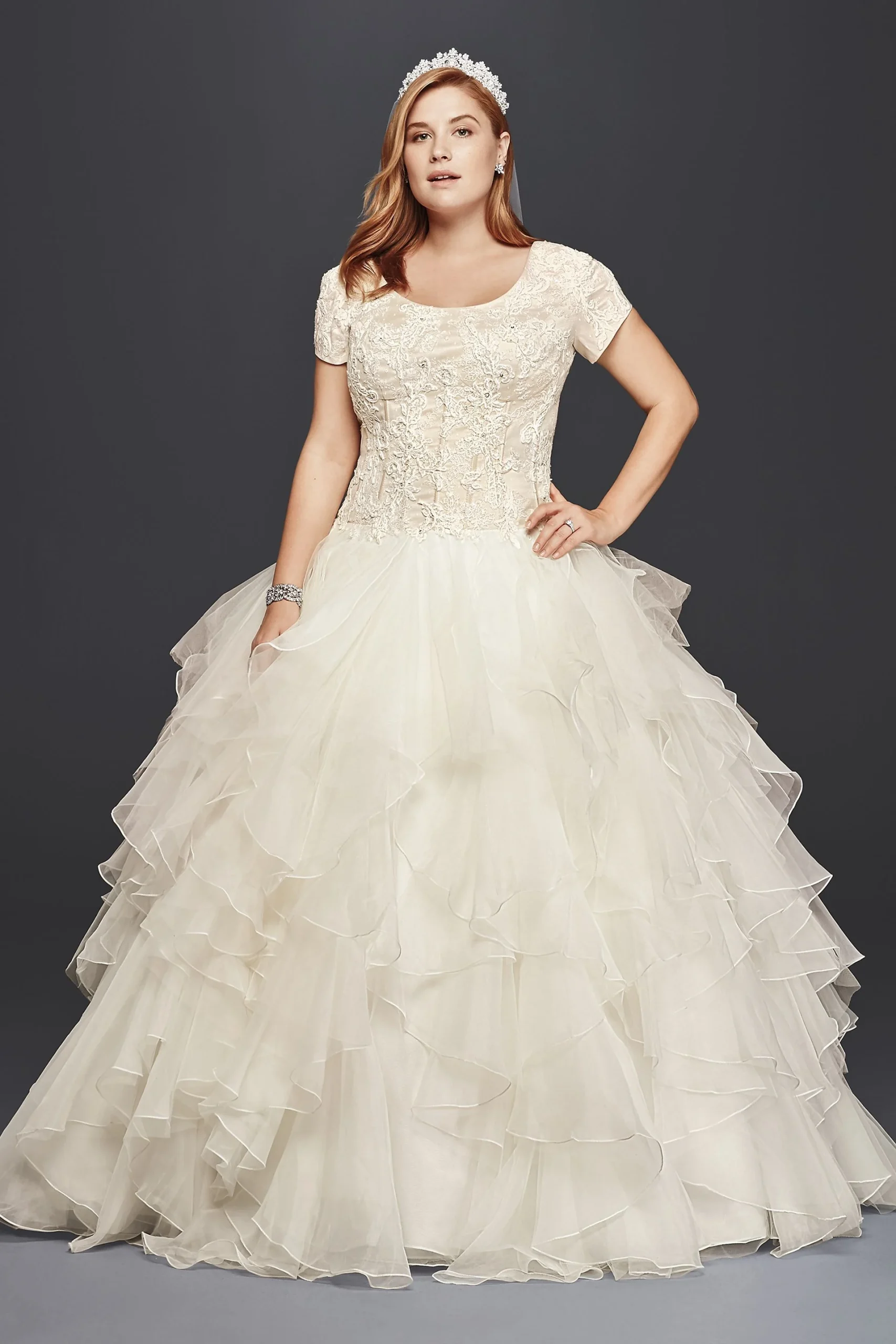 As-Is Plus Size Modest Ruffle Wedding Dress