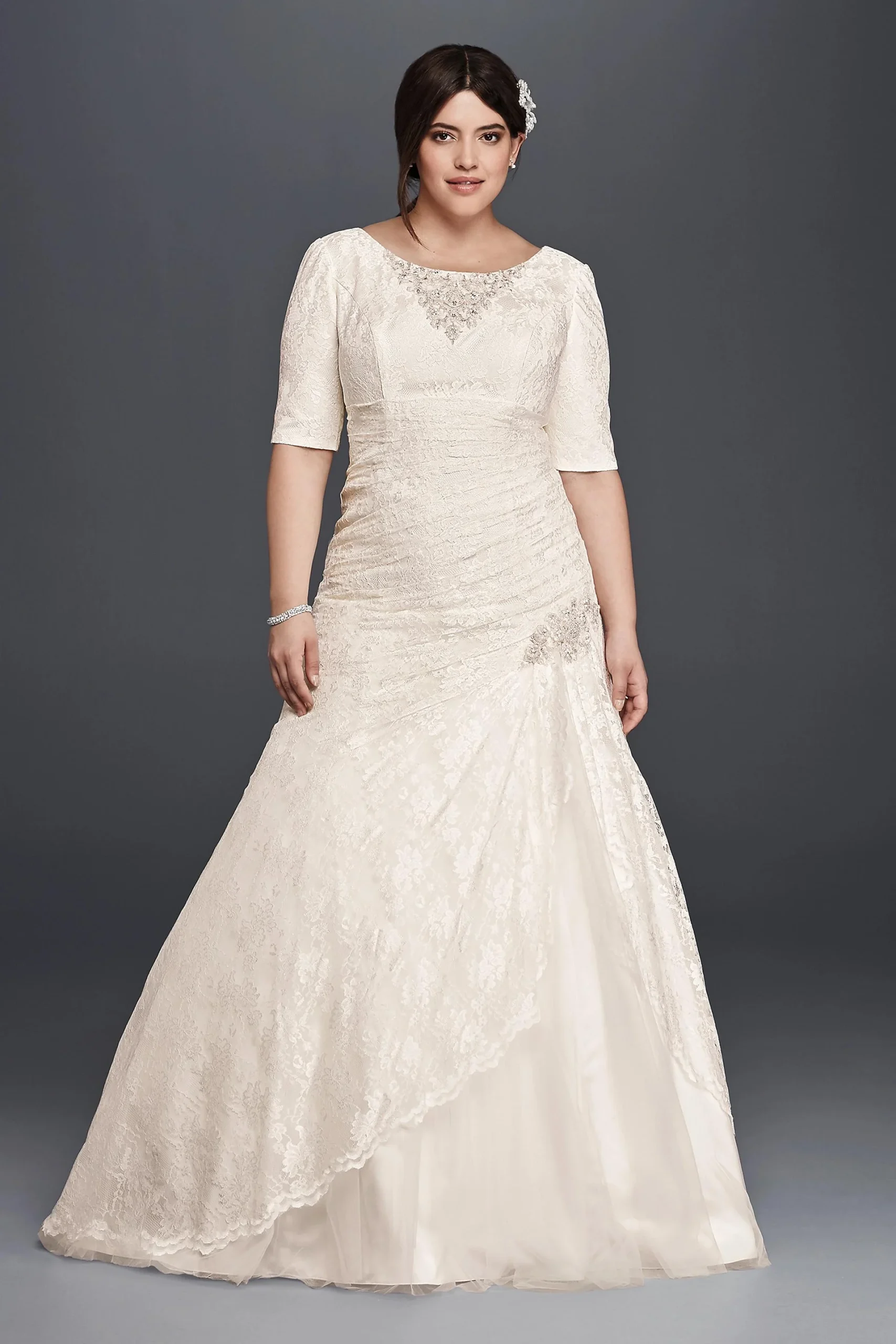 As-Is Plus Size Wedding Dress with 3/4 Sleeves